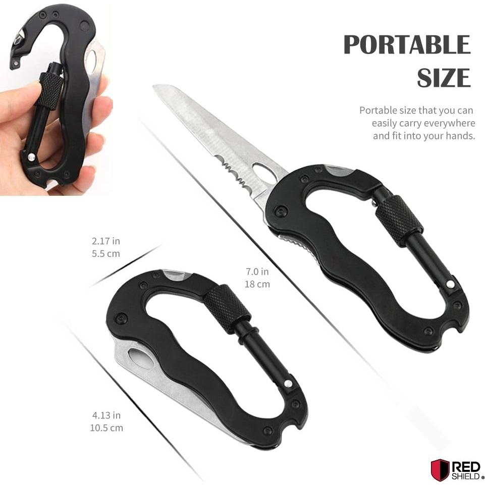 Multiherramienta 5-en-1 RED SHIELD Carabiner Aluminio