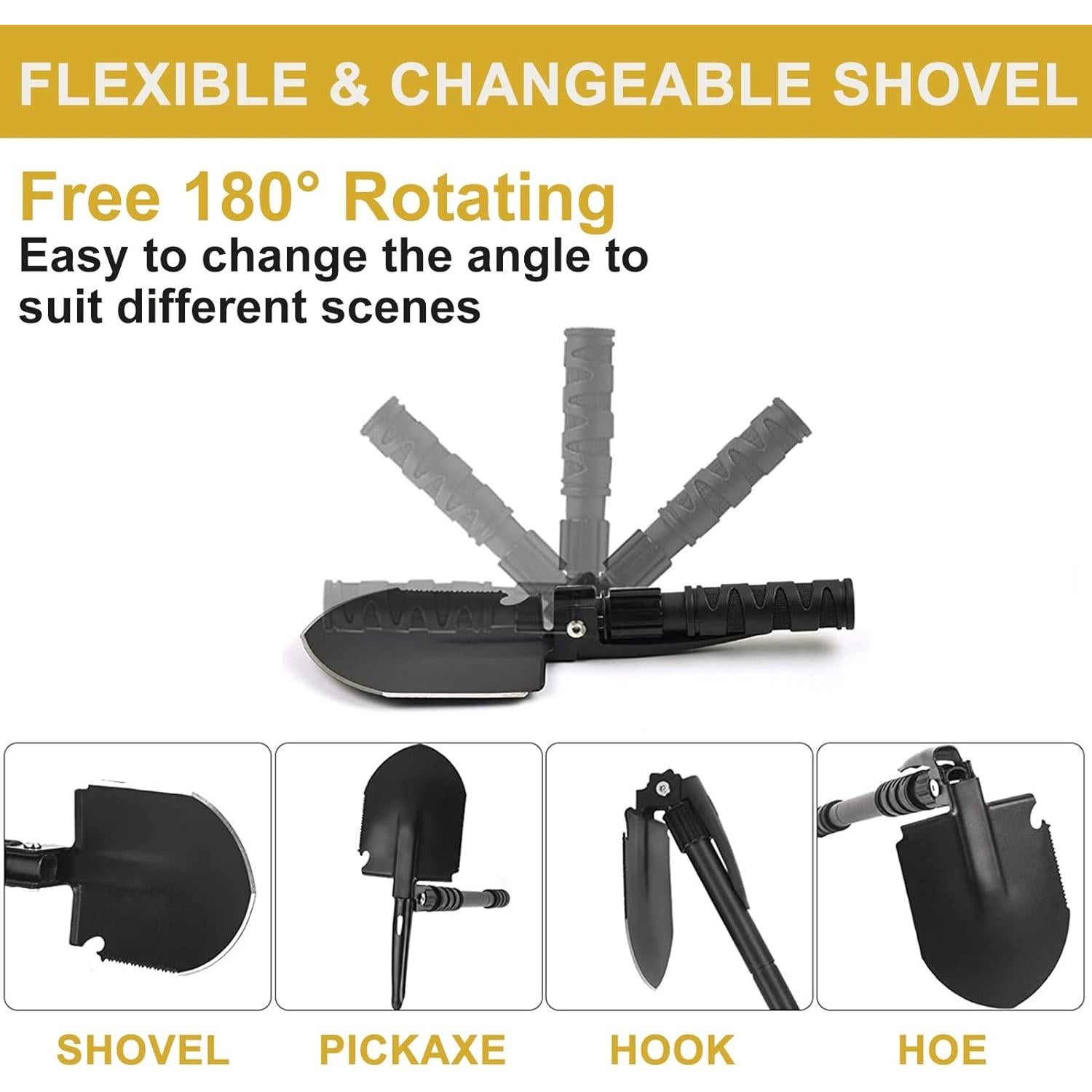 Pala de Supervivencia Yeacool 71.88 cm Plegable Multiherramienta