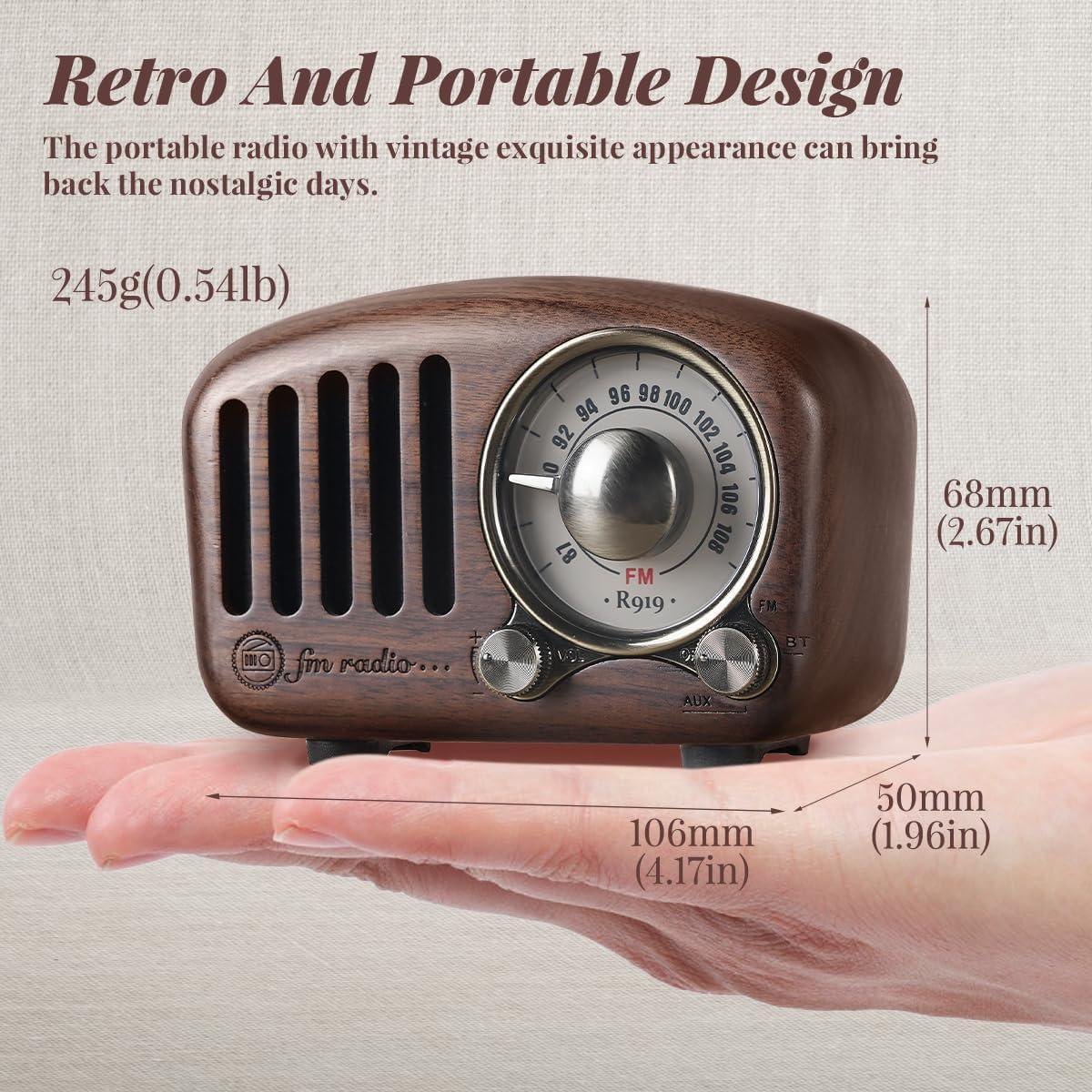 Altavoz Retro Bluetooth PRUNUS J-919 Madera Nogal FM AUX