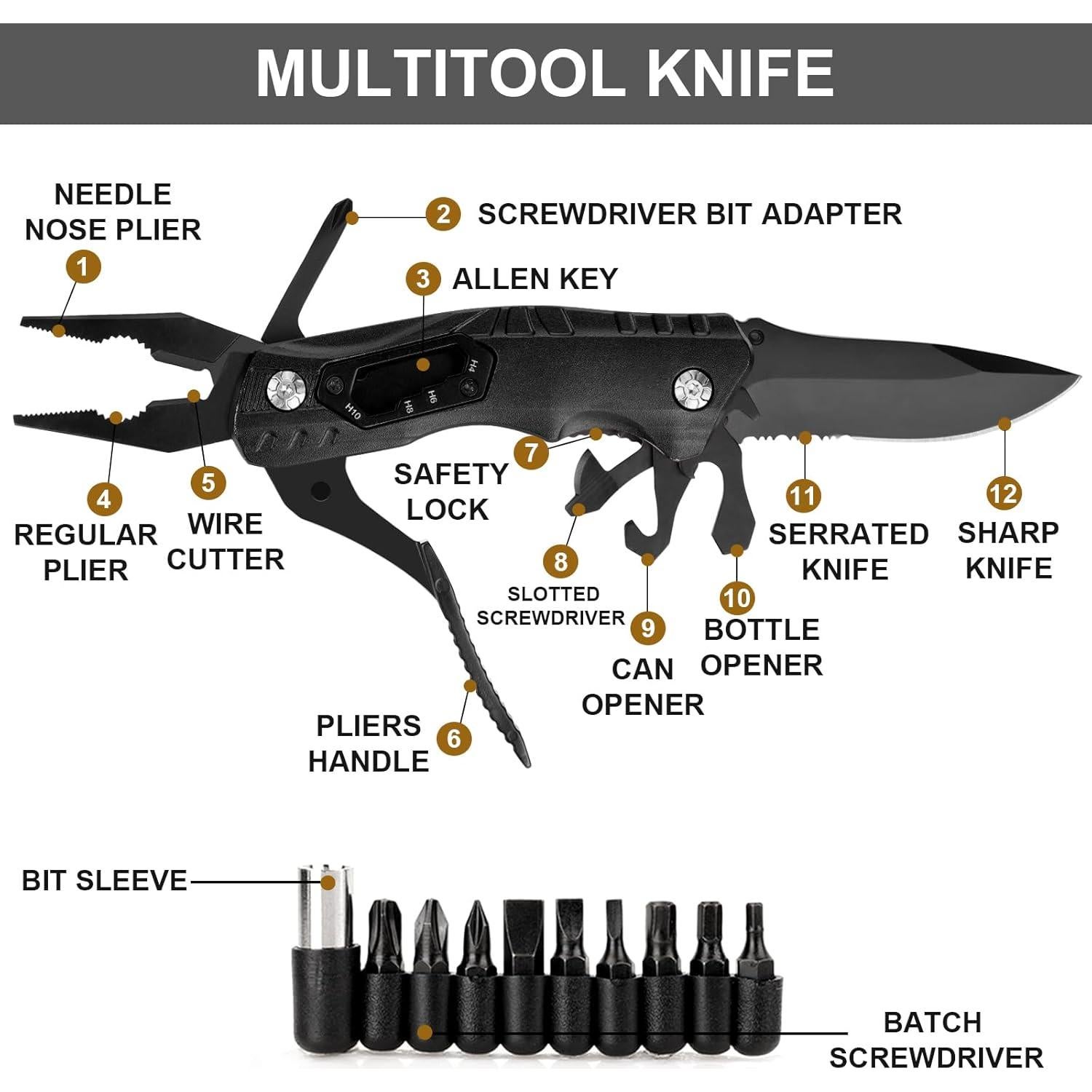 Cuchillo Multiherramienta Titorld 9 en 1 TE AMO Camping