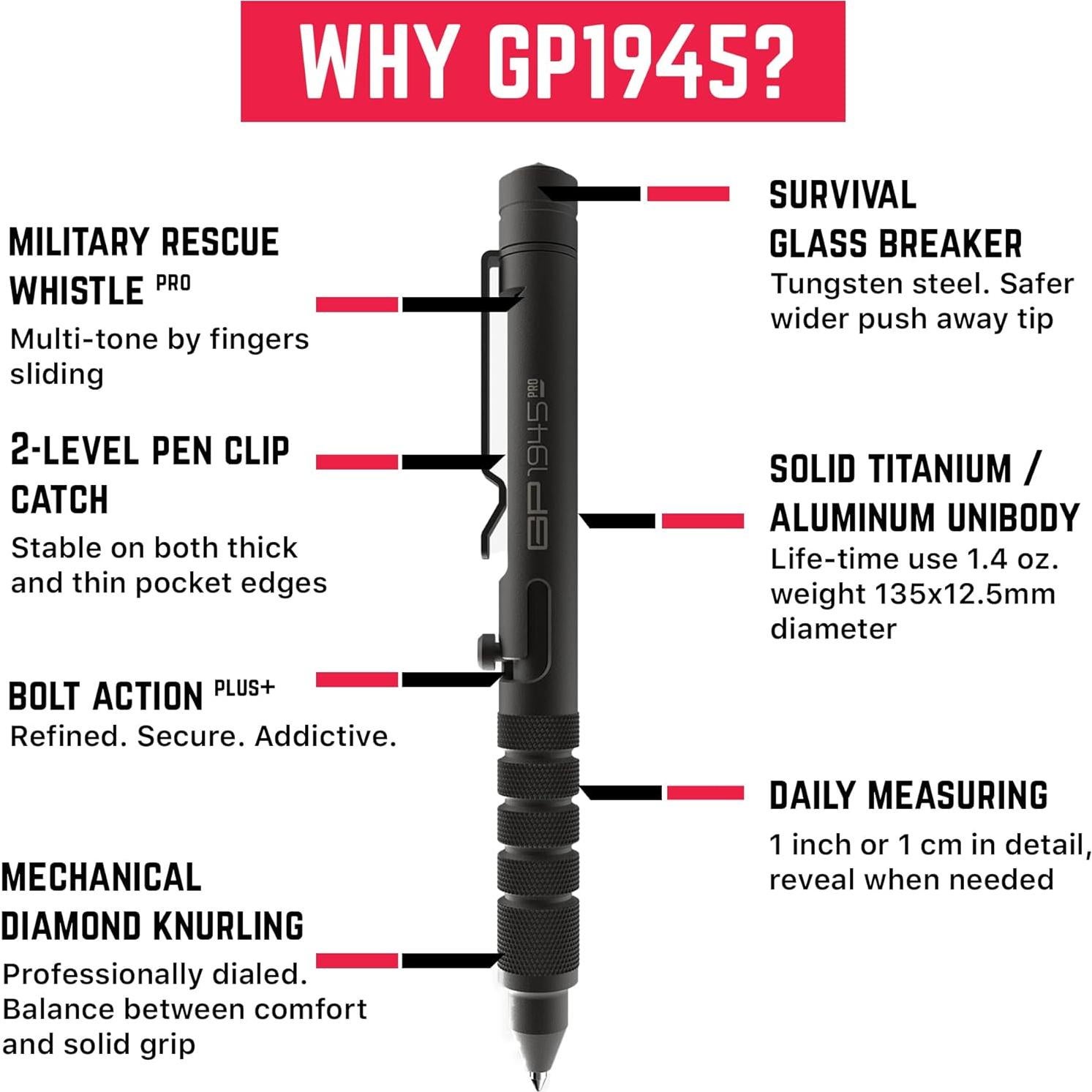 Bolígrafo EDC GPCA 1945 Multiherramienta con Silbato