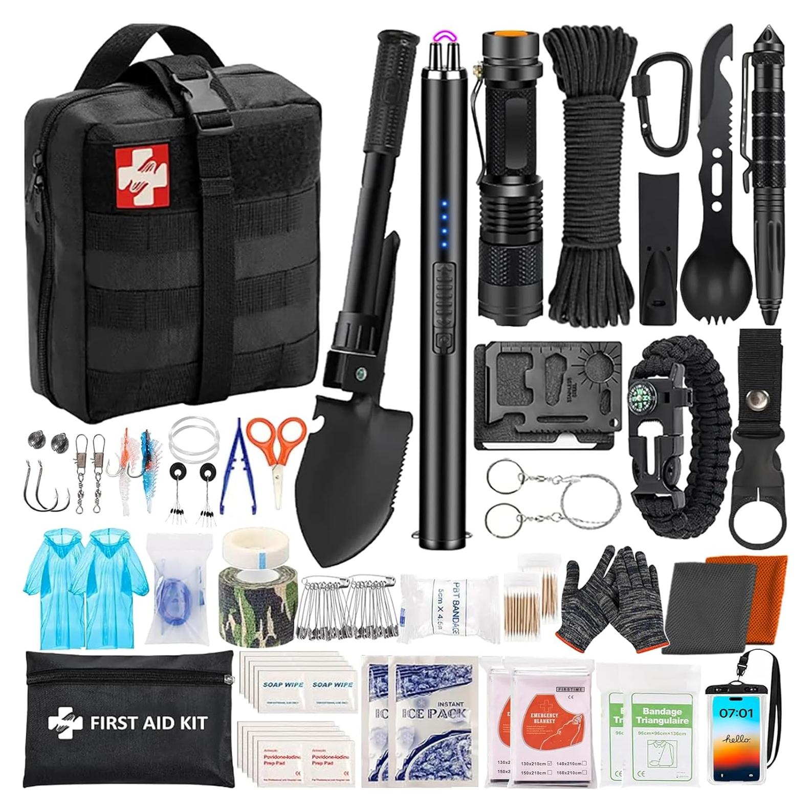 Kit de Supervivencia GPUSFAK 144 Piezas con Bolsa Molle