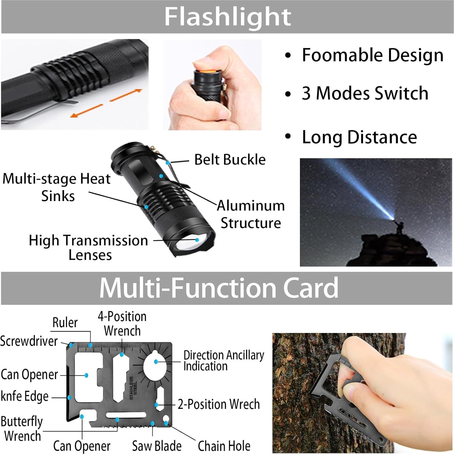 Kit de Supervivencia GPUSFAK 144 Piezas con Bolsa Molle