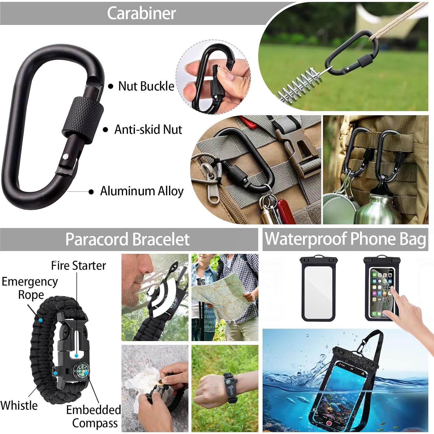 Kit de Supervivencia GPUSFAK 144 Piezas con Bolsa Molle