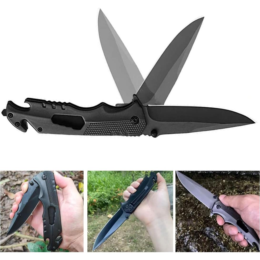 Cuchillo Plegable Wellsure 5 en 1 Acero Inoxidable Negro