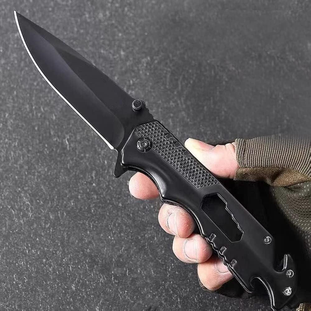 Cuchillo Plegable Wellsure 5 en 1 Acero Inoxidable Negro