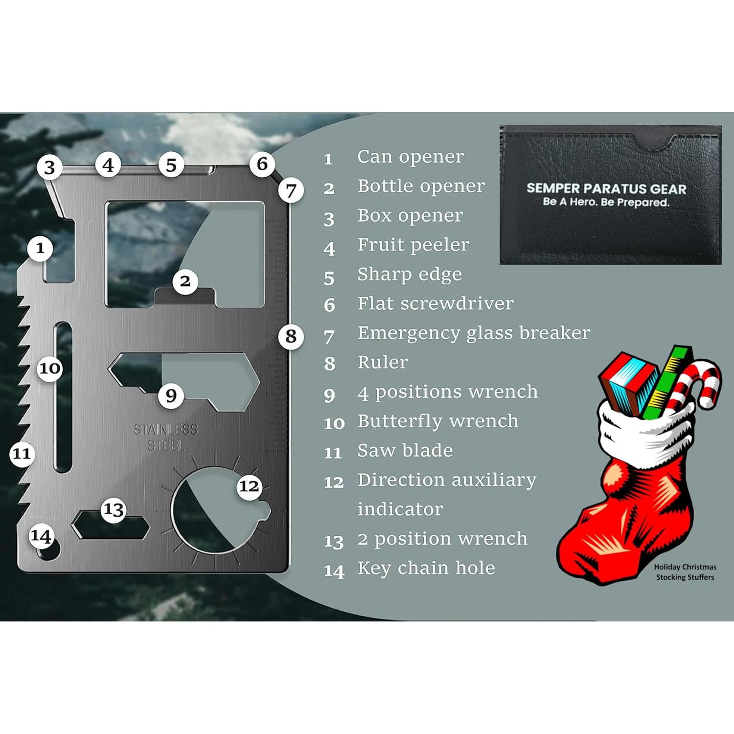 Tarjeta Multitool 14 en 1 Semper Paratus Gear - Kit Supervivencia