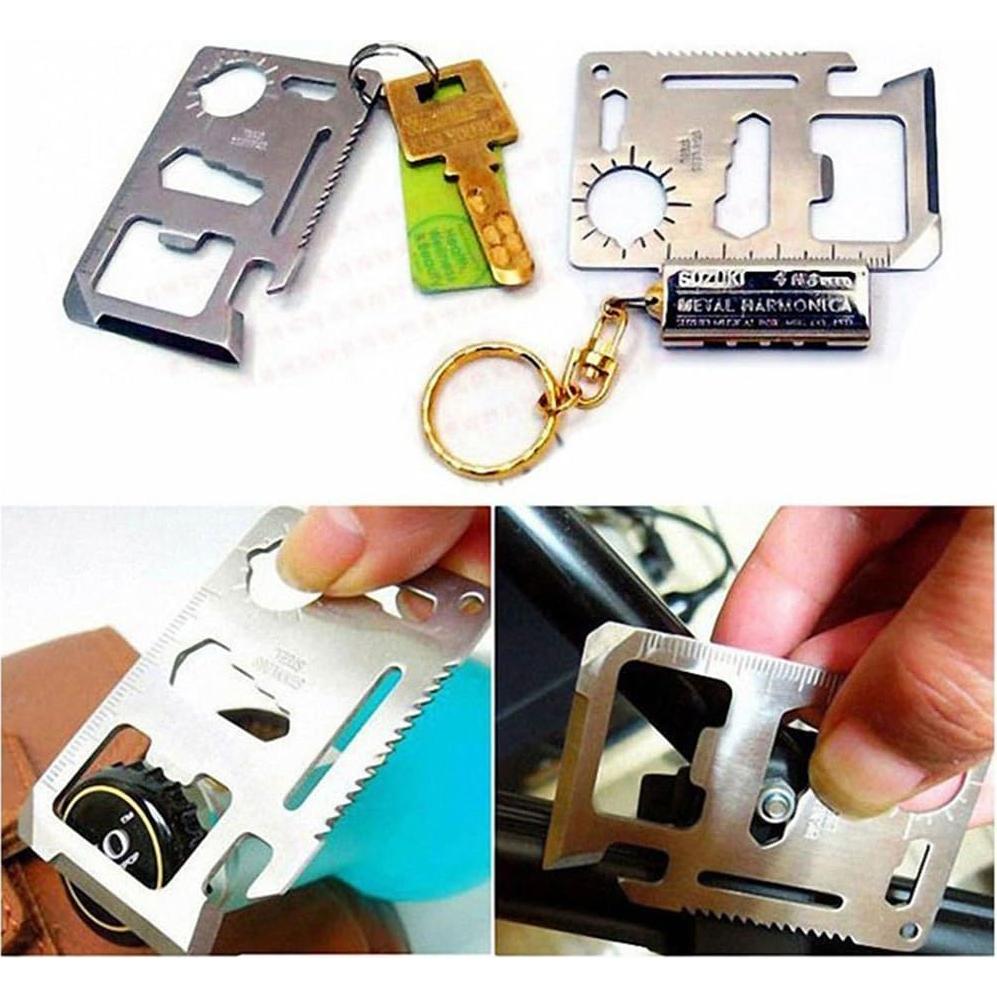 Tarjeta Multifuncional 11 en 1 Heartte para Camping - 5 Piezas