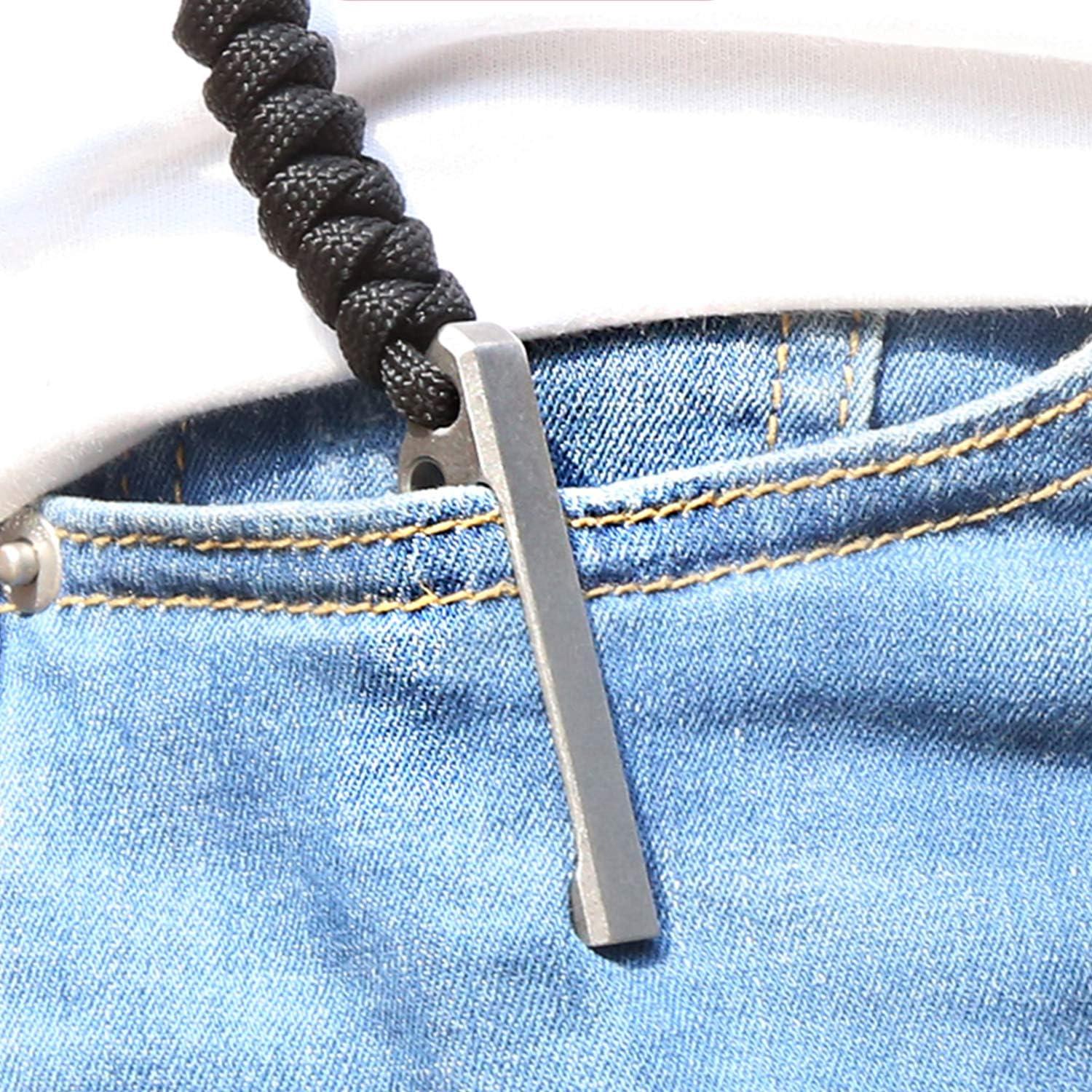 Barra de titanio Fanycs EDC multifuncional con clip gris