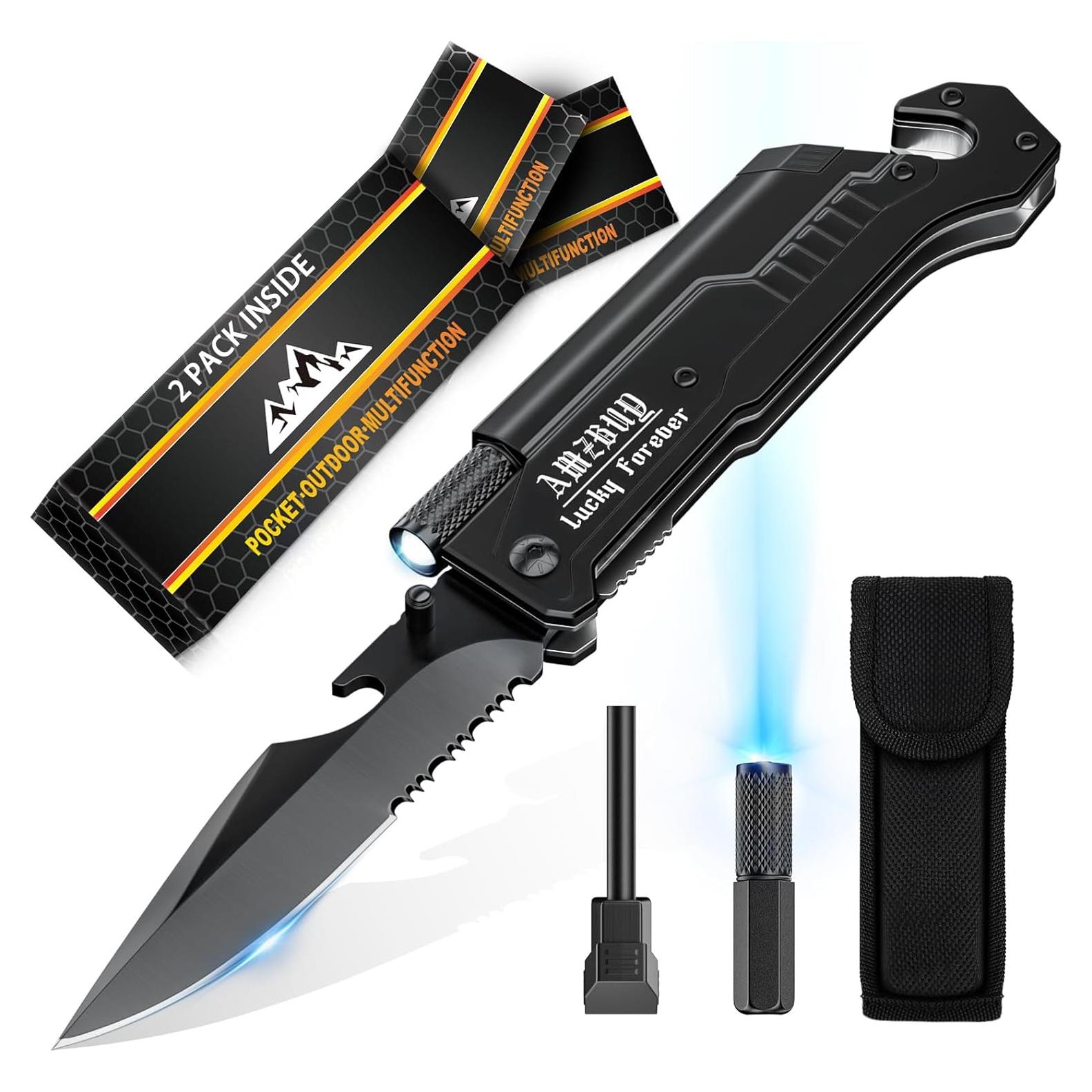 Cuchillo Multiuso AMZBUY 7-en-1 Plegable para Camping