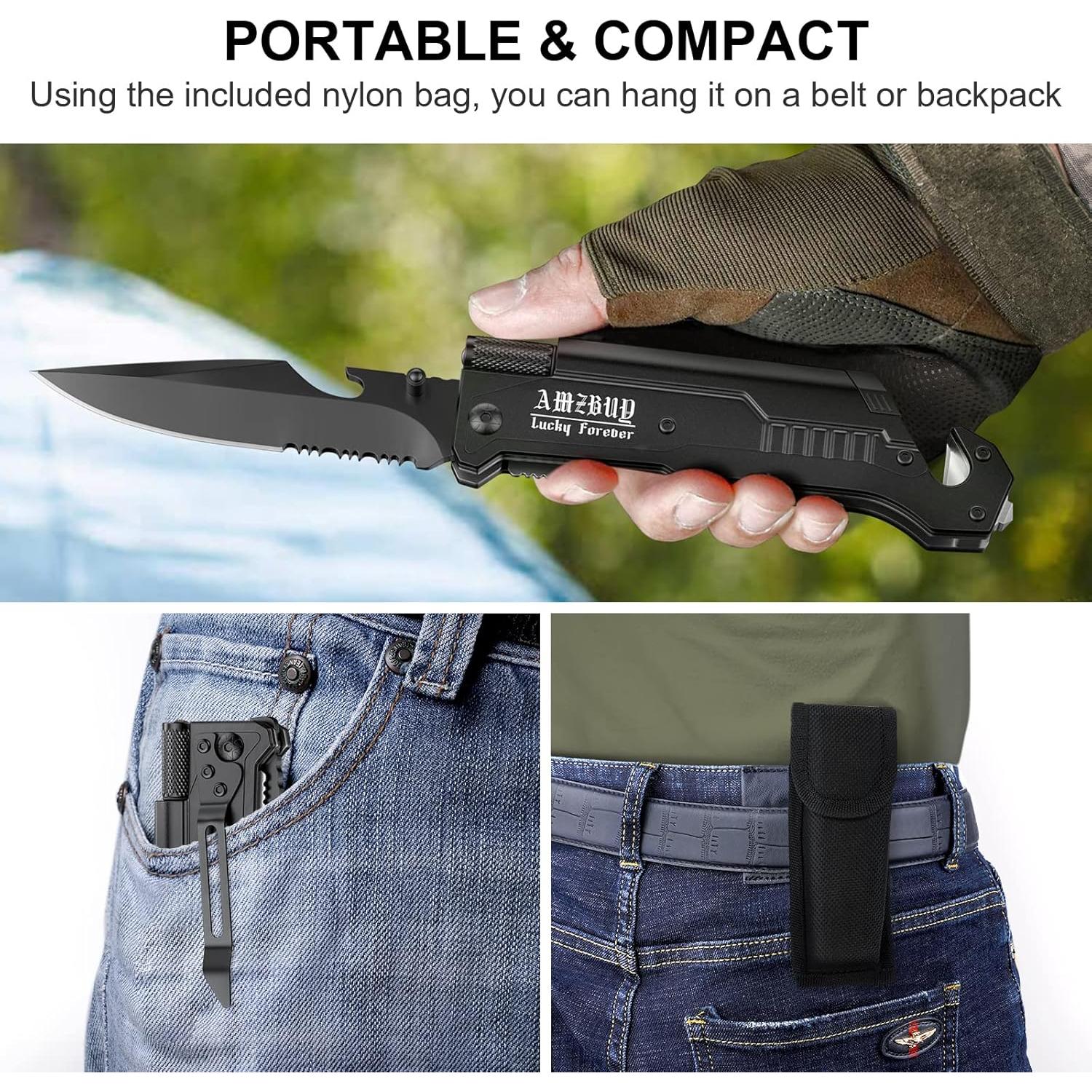 Cuchillo Multiuso AMZBUY 7-en-1 Plegable para Camping