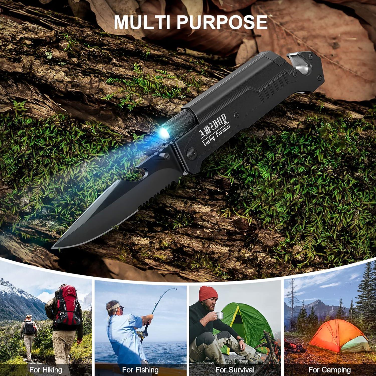 Cuchillo Multiuso AMZBUY 7-en-1 Plegable para Camping