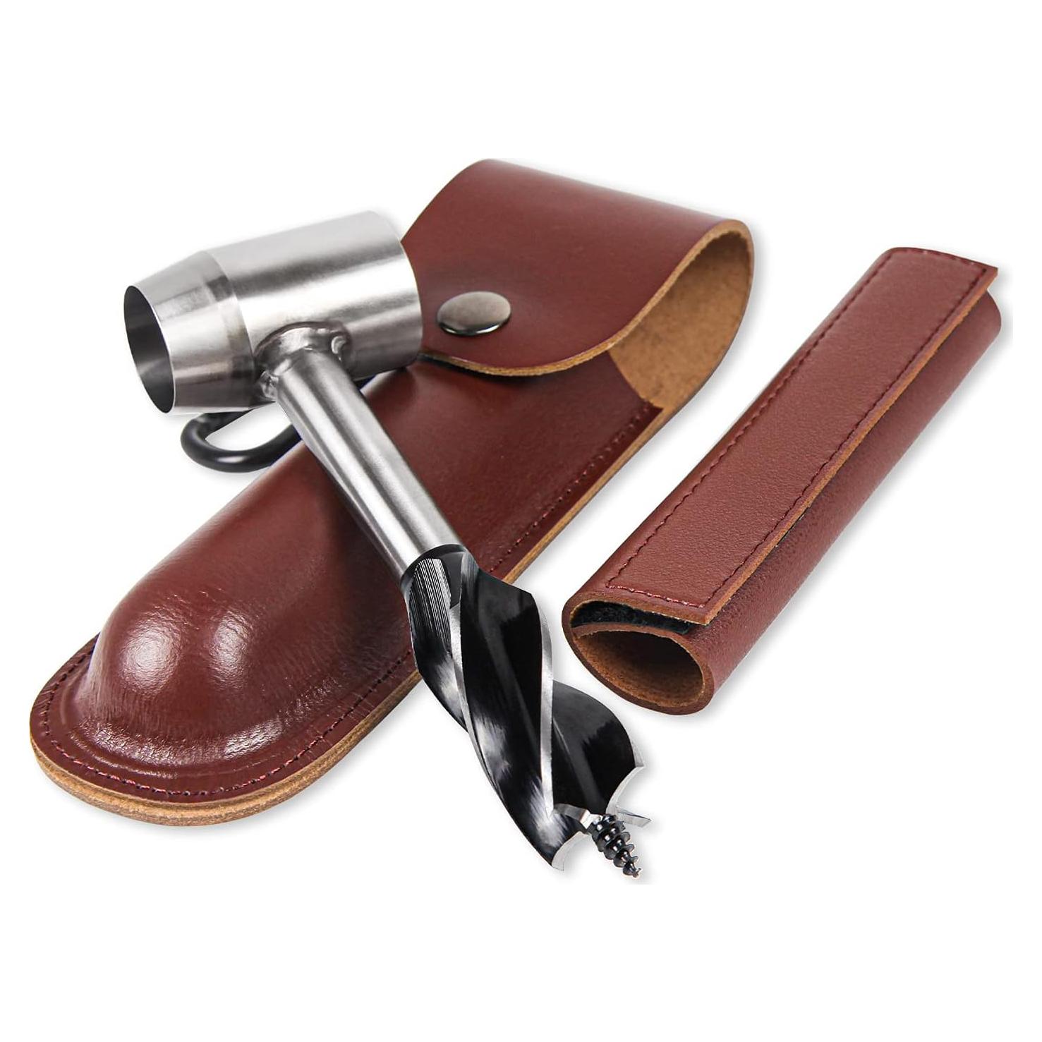 RDSTER Survival Tools for Bushcraft Settlers Wrench, Scotch Eye Wood Drill Bit for Bushcraft Backpack and Camping, Outdoor Wood Peg and Hole Maker - Manual Wrench Brown