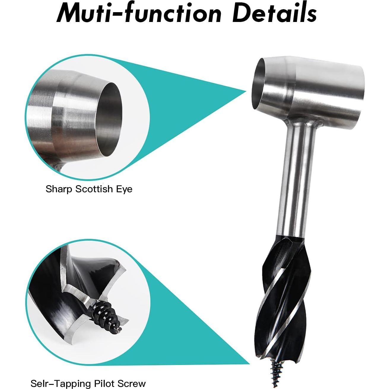 RDSTER Survival Tools for Bushcraft Settlers Wrench, Scotch Eye Wood Drill Bit for Bushcraft Backpack and Camping, Outdoor Wood Peg and Hole Maker - Manual Wrench Brown