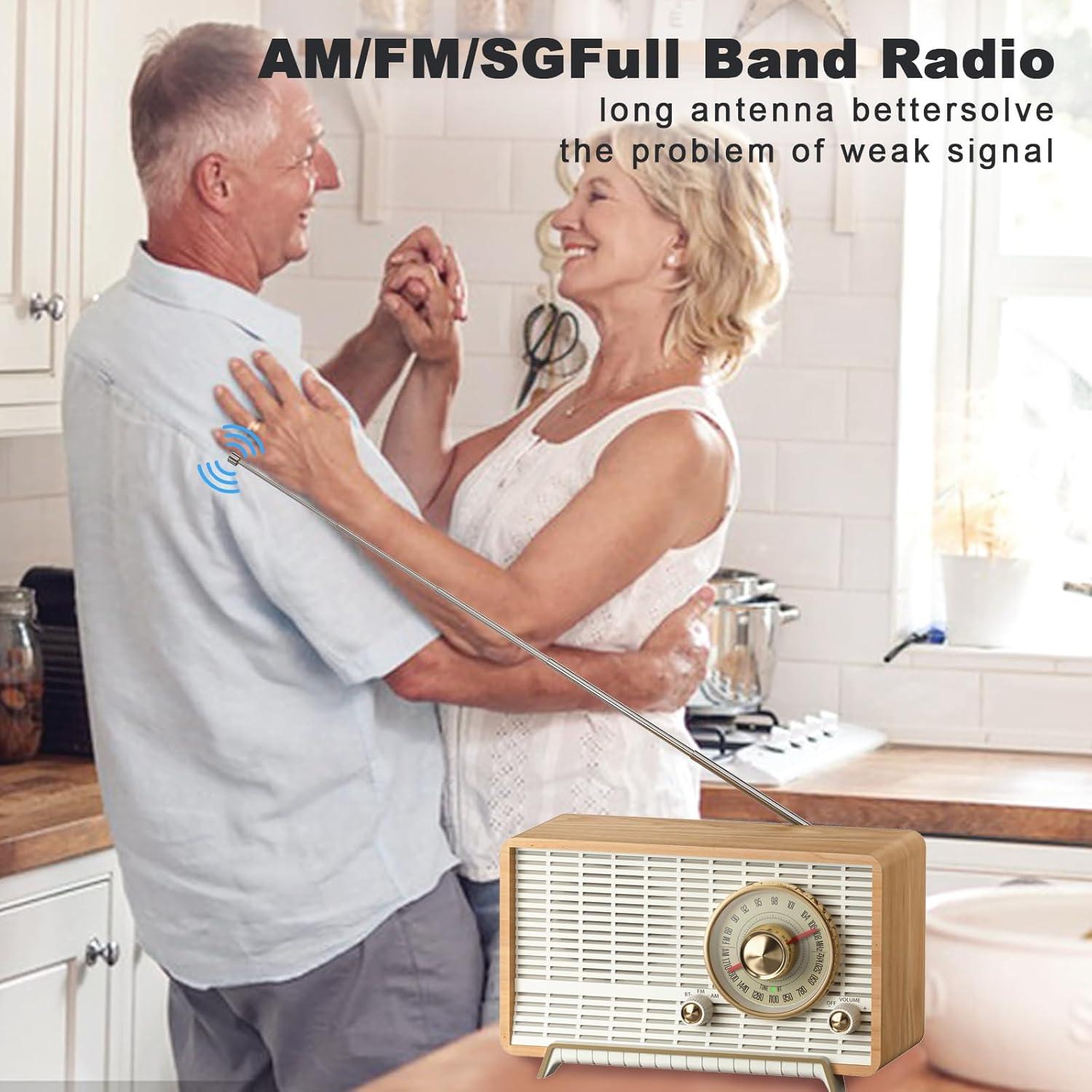 Radio Retro YOWGULF de Madera Bluetooth AM/FM 23.66cm