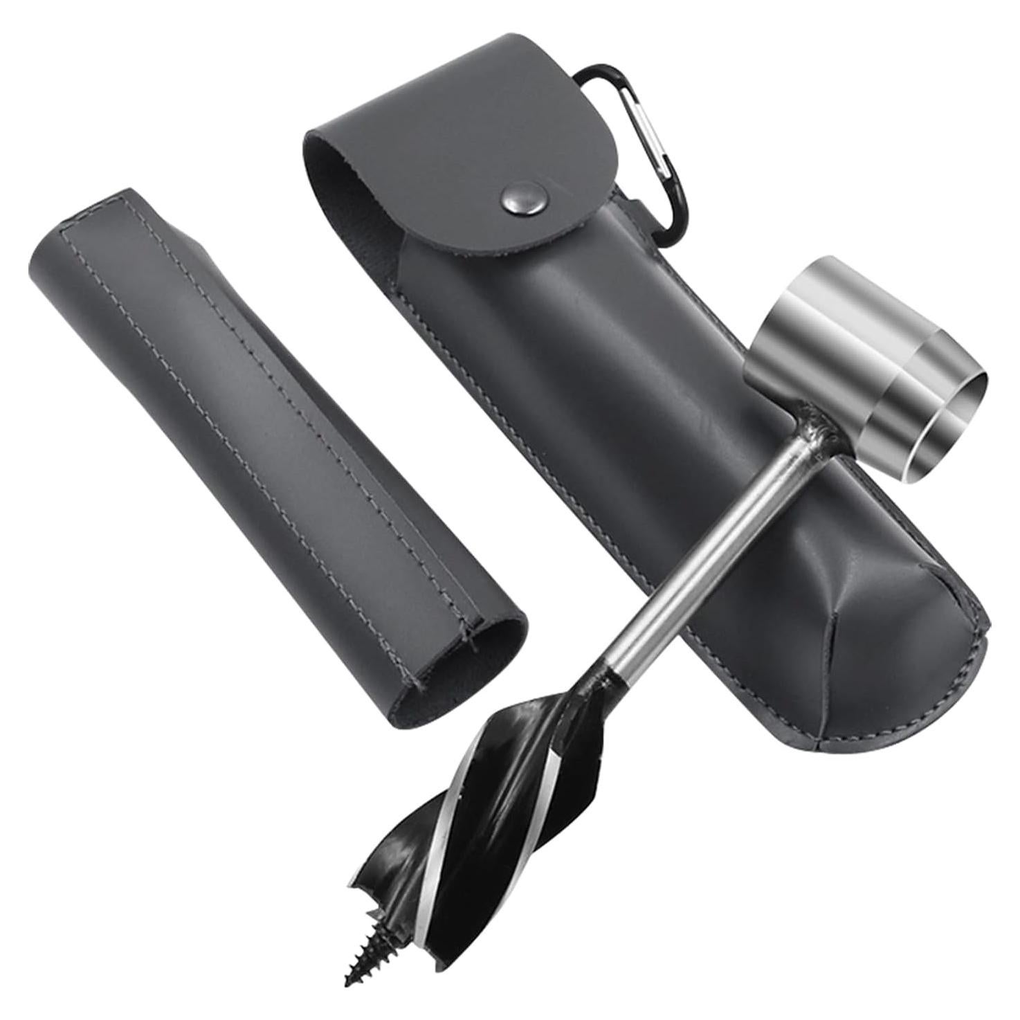 Barrena Manual YEHUARIS para Bushcraft con Funda Gris