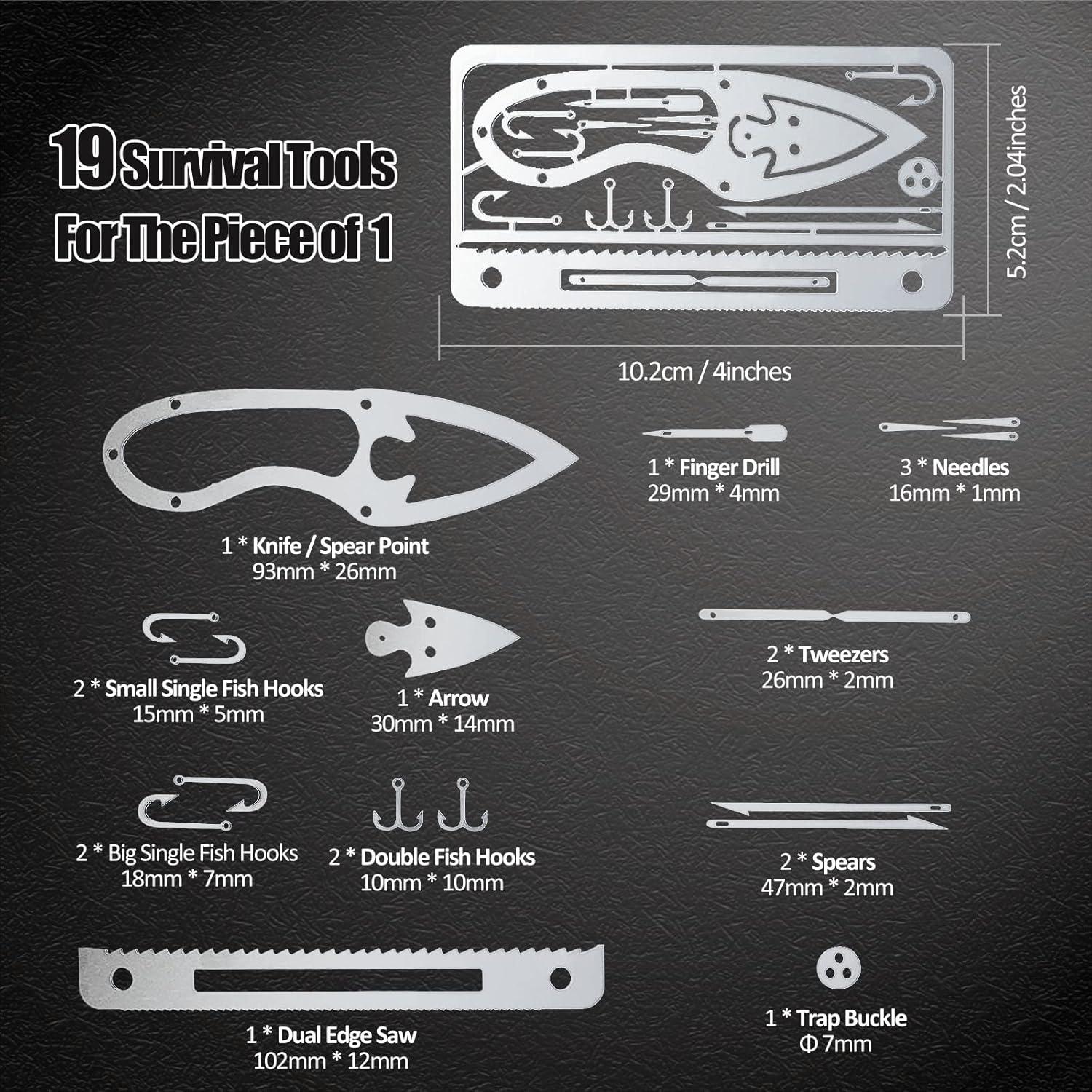 Kit de Supervivencia Hukado 9 Piezas con Multitool Camping