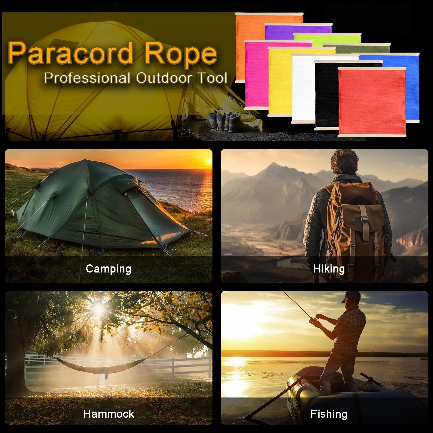 CooBigo Cuerda Paracord 1000LB 30,48m Fluorescente para Camping