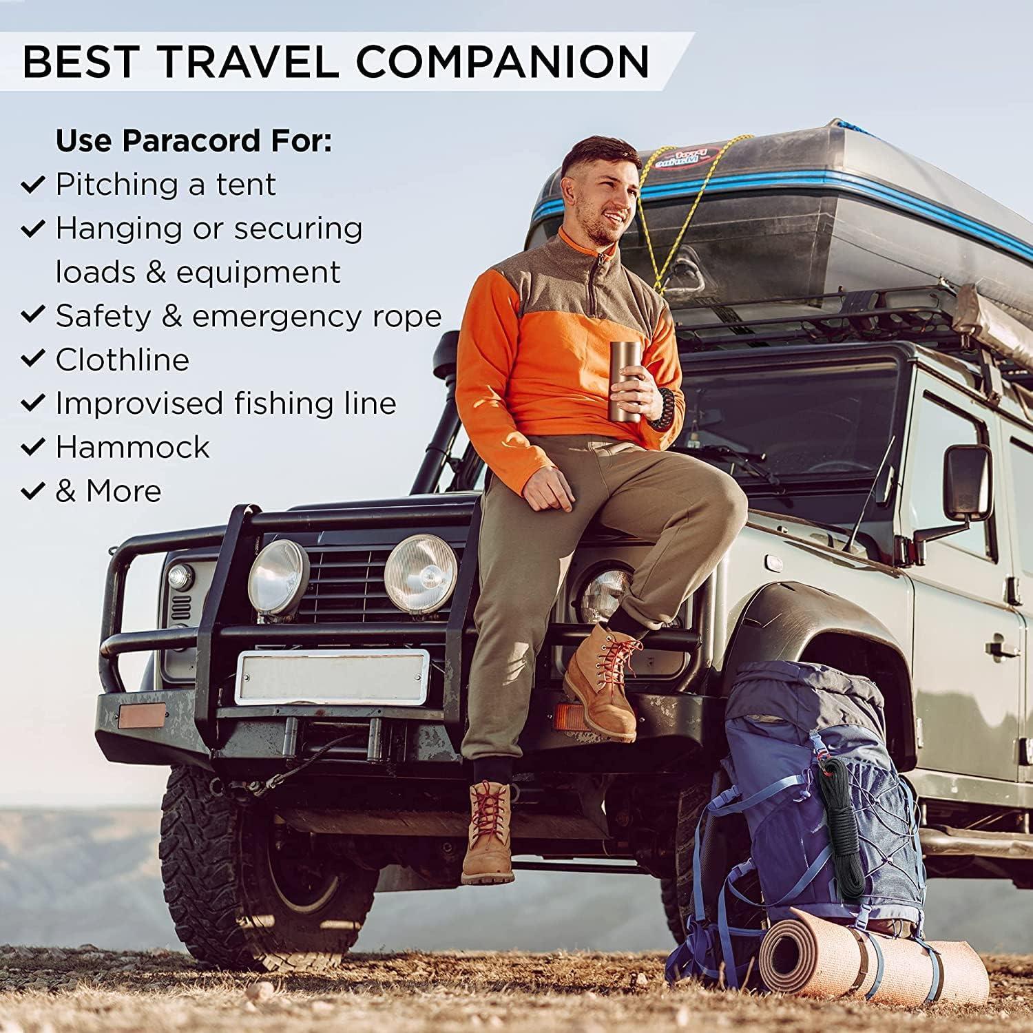 TECEUM Paracord Rope 750 lb – 1000ft / 200ft / 120ft / 100ft / 50ft – String Parachute Cord for Camping, Survival, Outdoor Gear – 35+ Colors – Nylon Utility Rope – Tactical Survival & Camping Kit