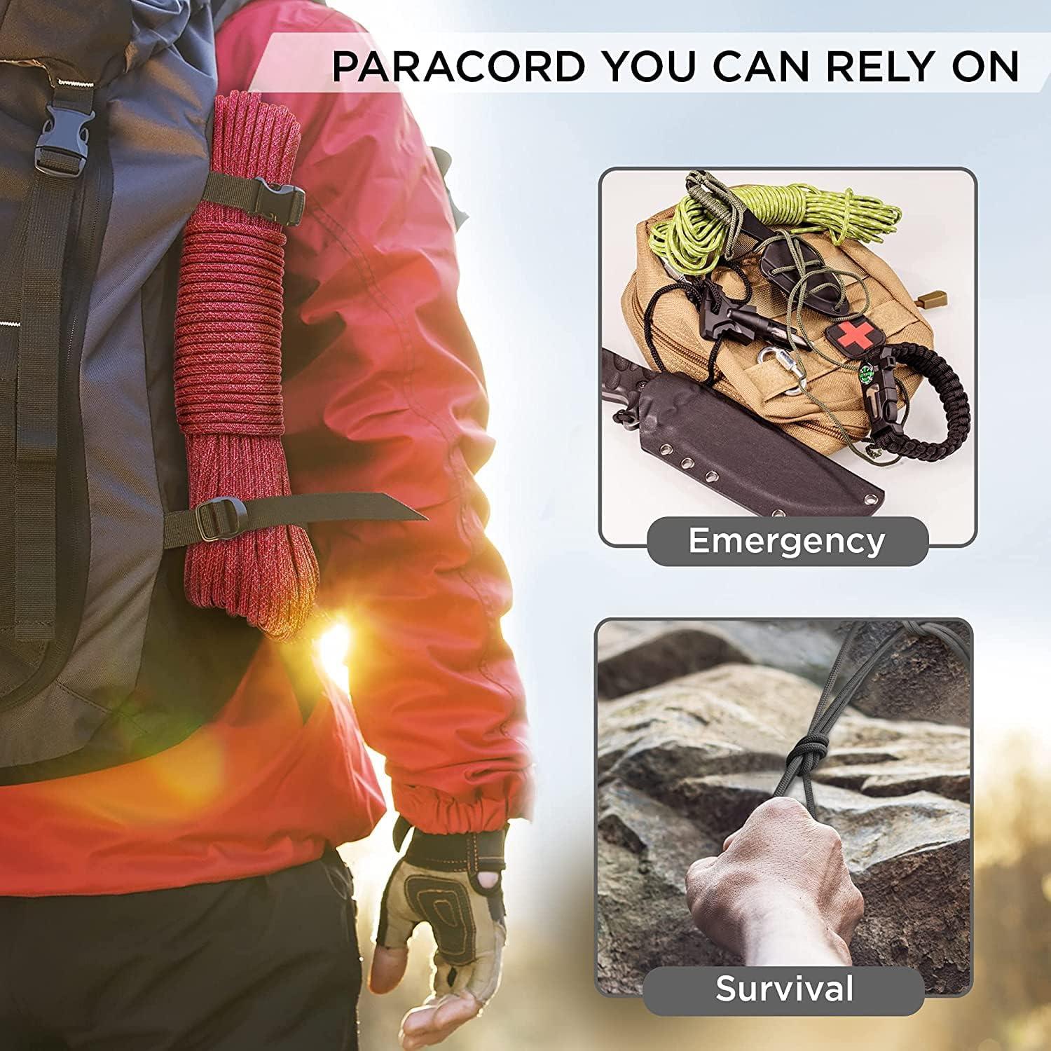 TECEUM Paracord Rope 750 lb – 1000ft / 200ft / 120ft / 100ft / 50ft – String Parachute Cord for Camping, Survival, Outdoor Gear – 35+ Colors – Nylon Utility Rope – Tactical Survival & Camping Kit