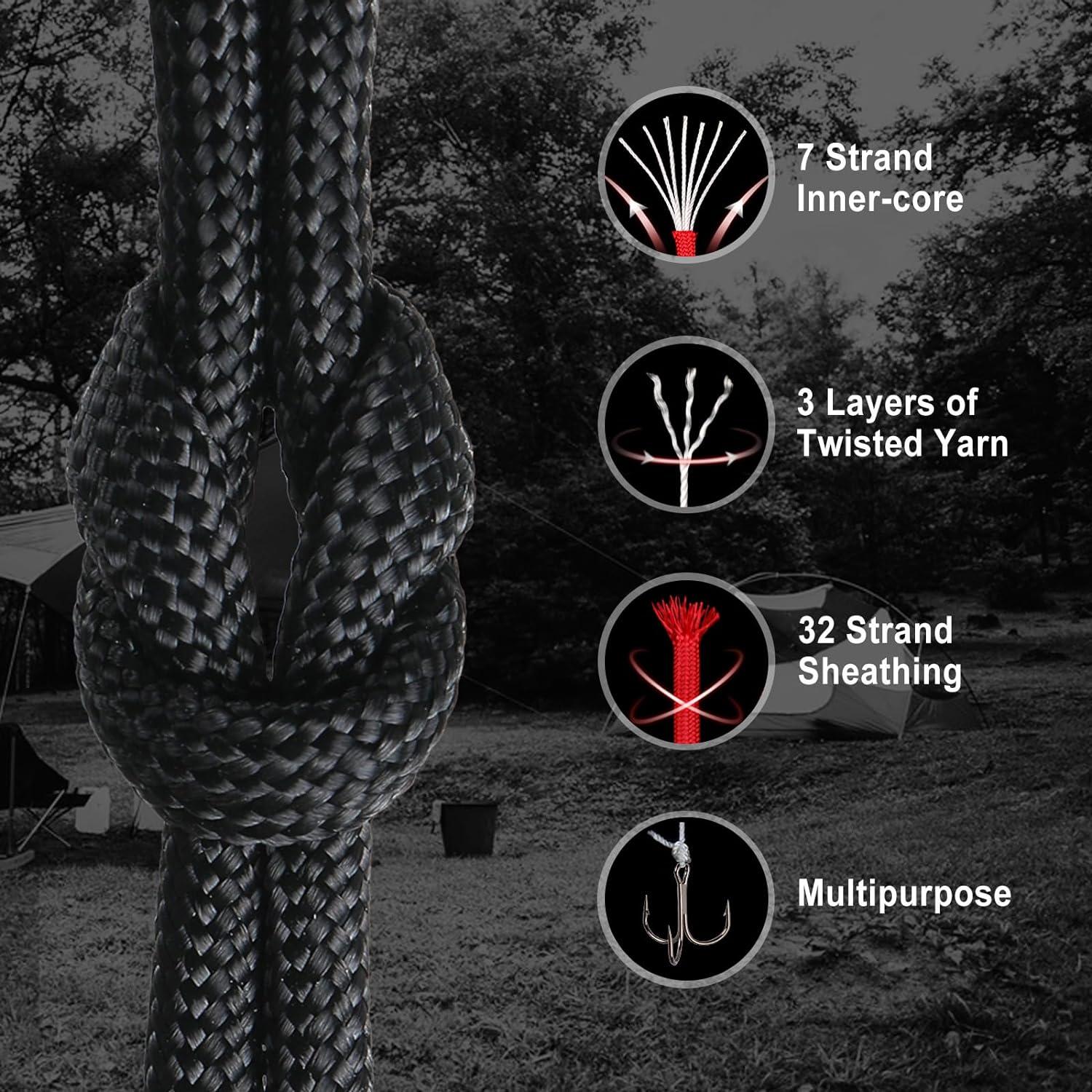 Cuerda Paracord WEREWOLVES 30,48 m Negra para DIY