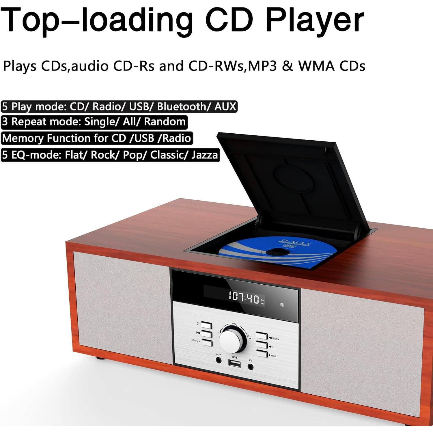 Sistema Estéreo Bluetooth WISCENT WTB-797 CD 30W Marrón