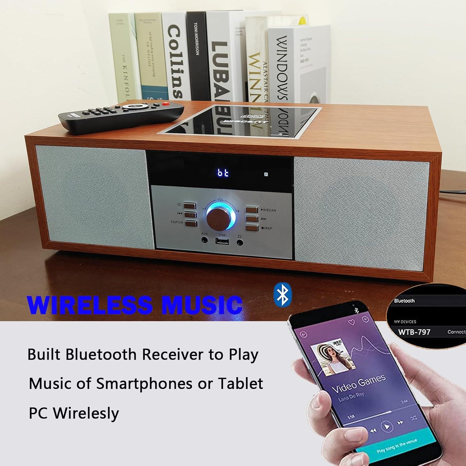 Sistema Estéreo Bluetooth WISCENT WTB-797 CD 30W Marrón
