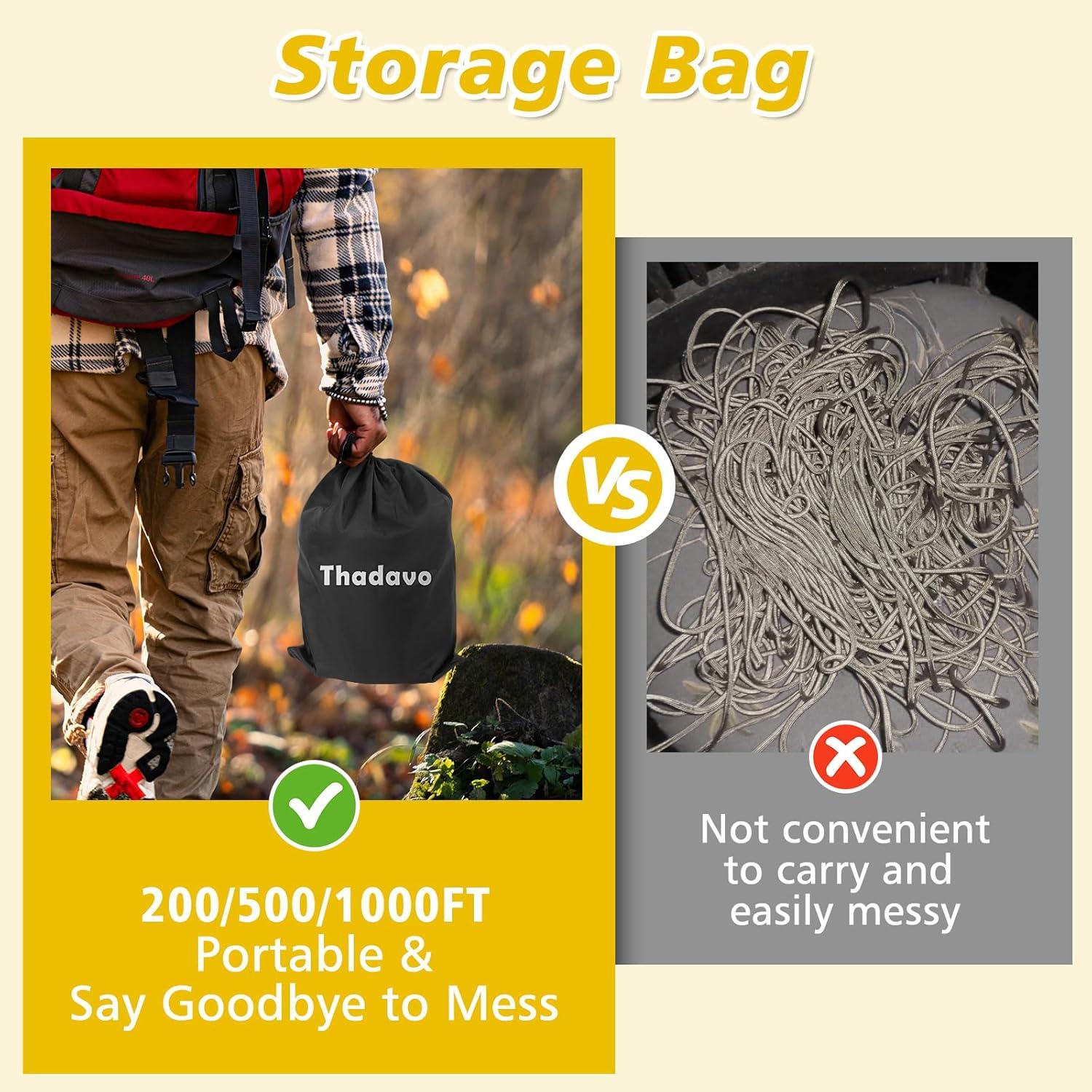 Cuerda Paracord Reflectante Thadavo 100FT 4MM 850LB Negro