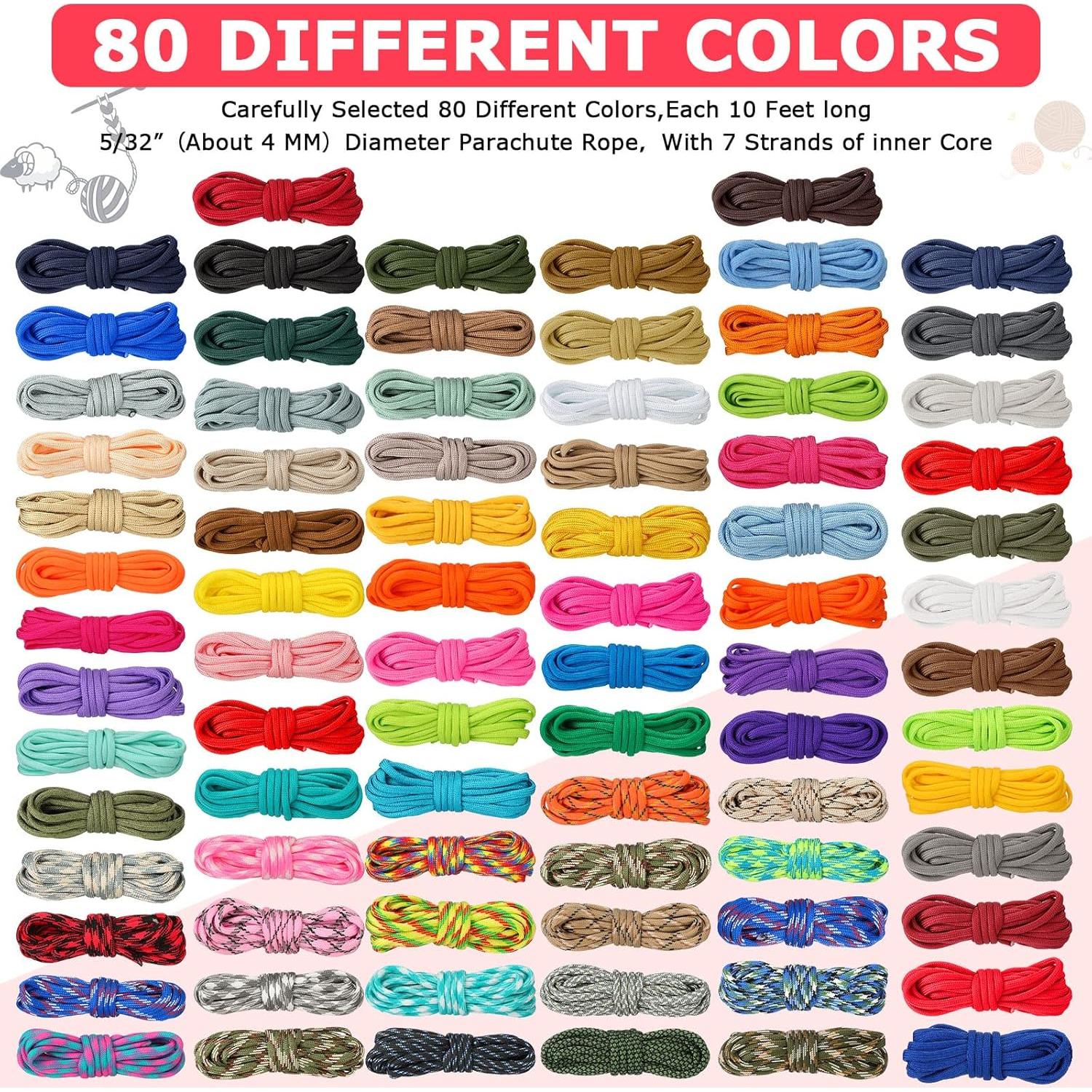 Kit Paracord 80 Piezas Riakrum 3,05 m Manualidades