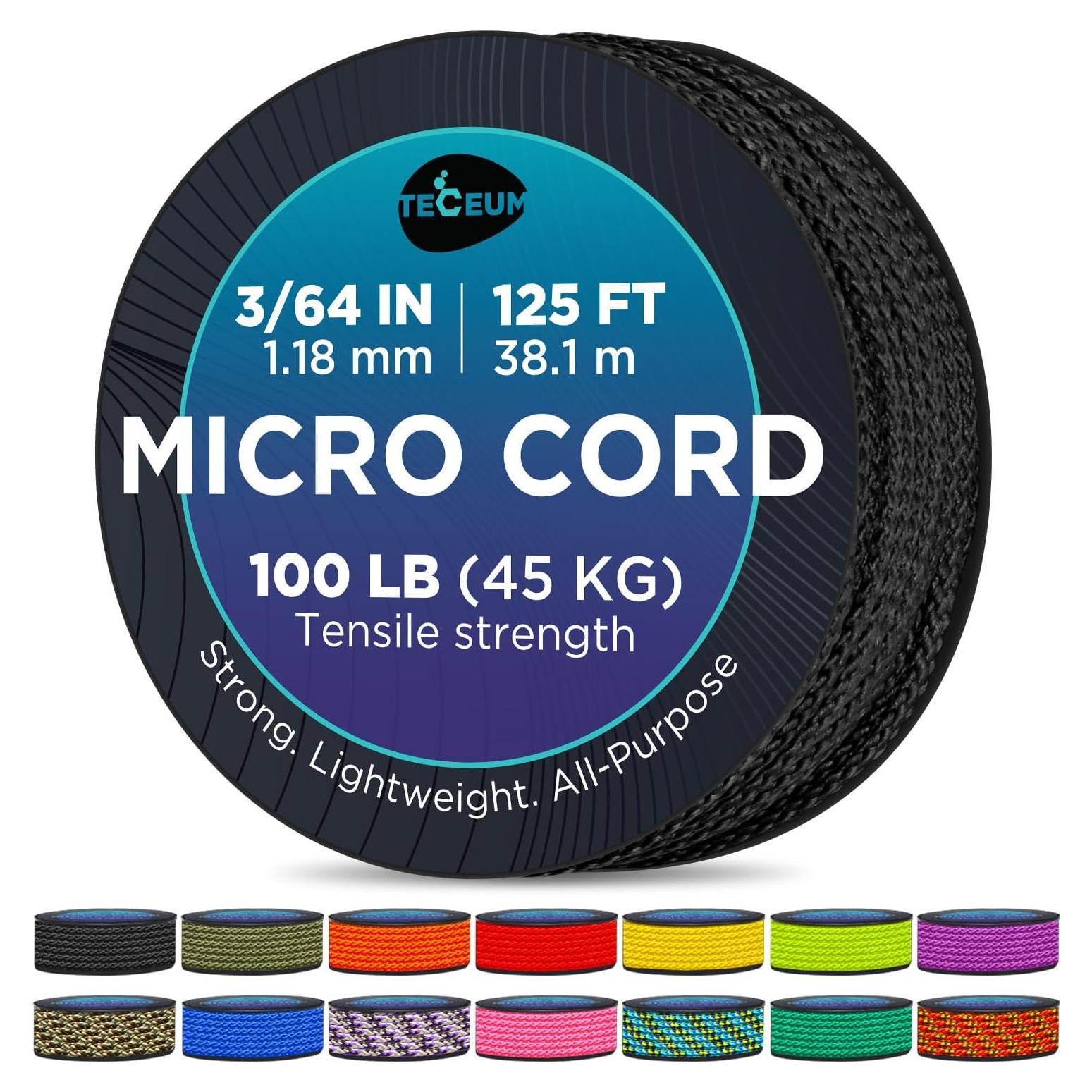 Cuerda Micro Paracord TECEUM 1.18 mm x 38.1 m Negra