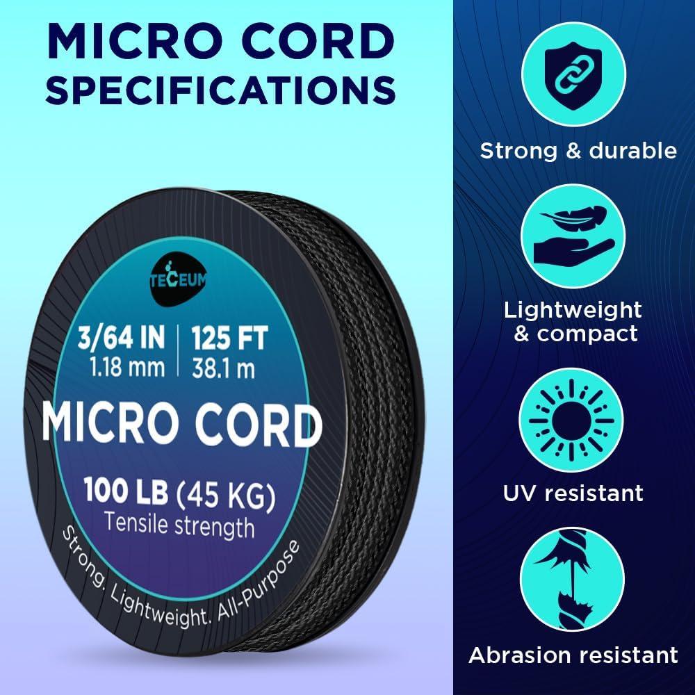 Cuerda Micro Paracord TECEUM 1.18 mm x 38.1 m Negra