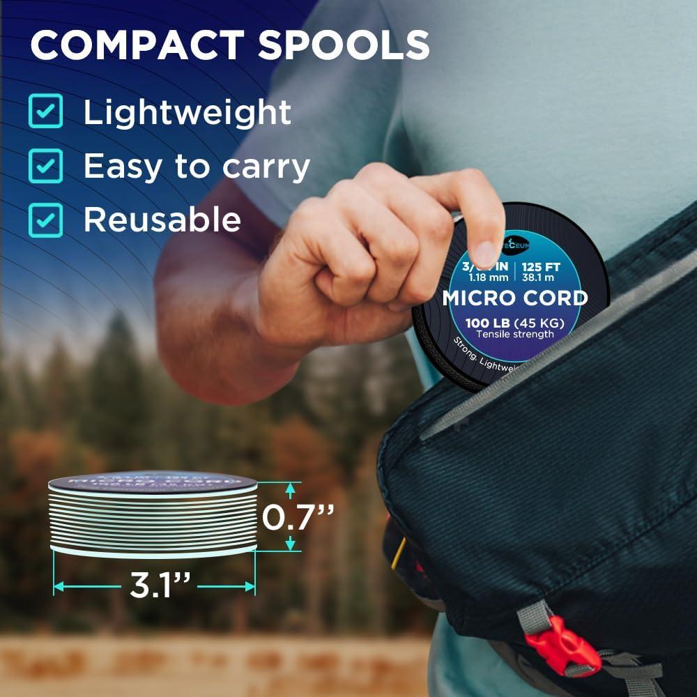 Cuerda Micro Paracord TECEUM 1.18 mm x 38.1 m Negra