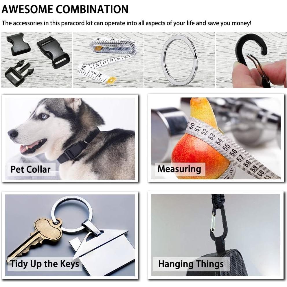 Kit Paracord 550 WEREWOLVES 24 Colores 73 m Supervivencia