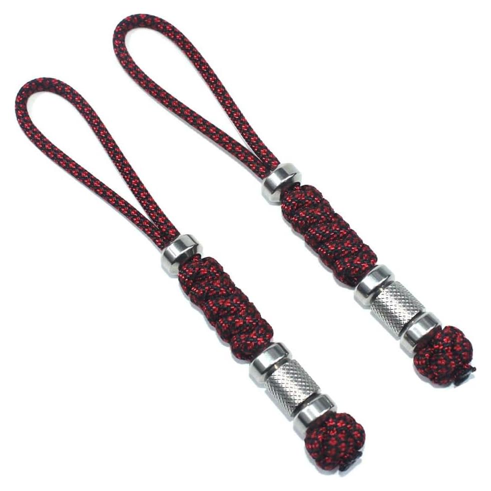 Paquete de 2 Lanyards Trufas Paracord 13.46 cm Rojo y Negro