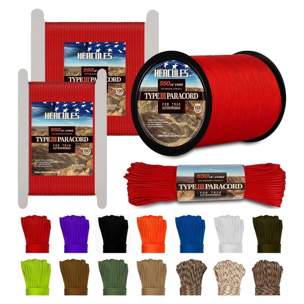 Cuerda Paracord HERCULES 550 4mm 15,24m Rojo Imperial