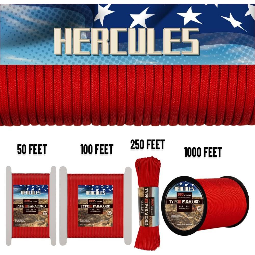 Cuerda Paracord HERCULES 550 4mm 15,24m Rojo Imperial