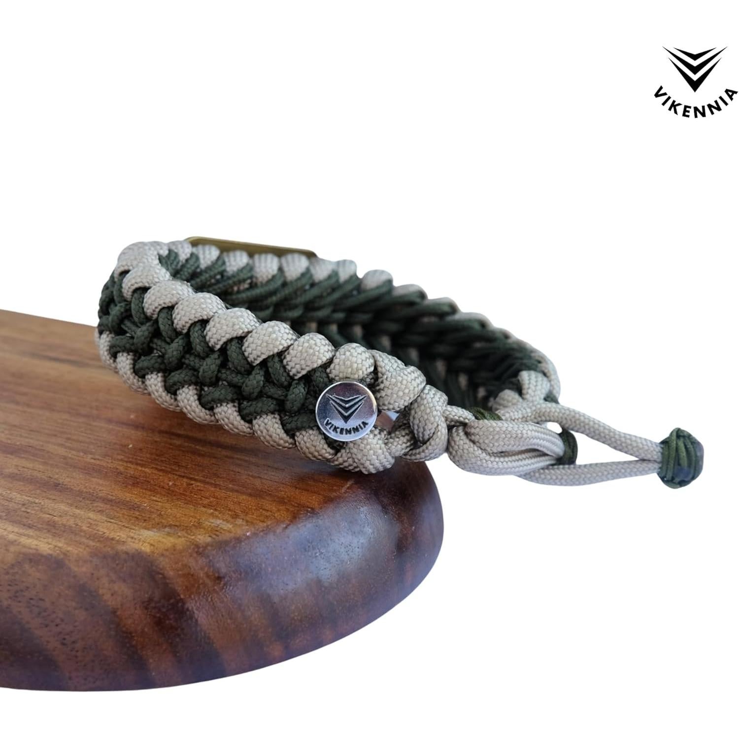 Pulseras Paracord - Set de 2 Beige con Charm Bandera USA