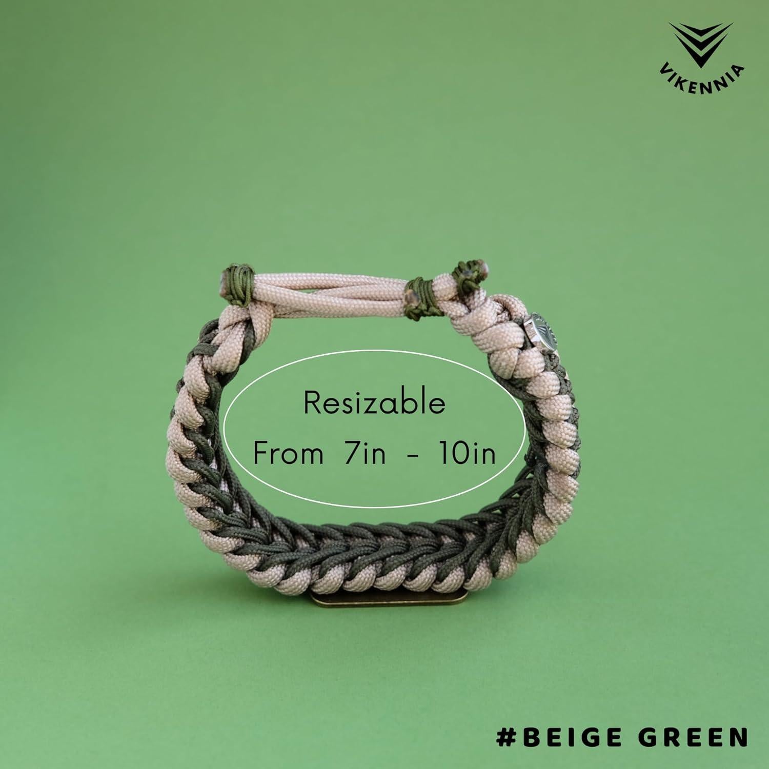 Pulseras Paracord - Set de 2 Beige con Charm Bandera USA