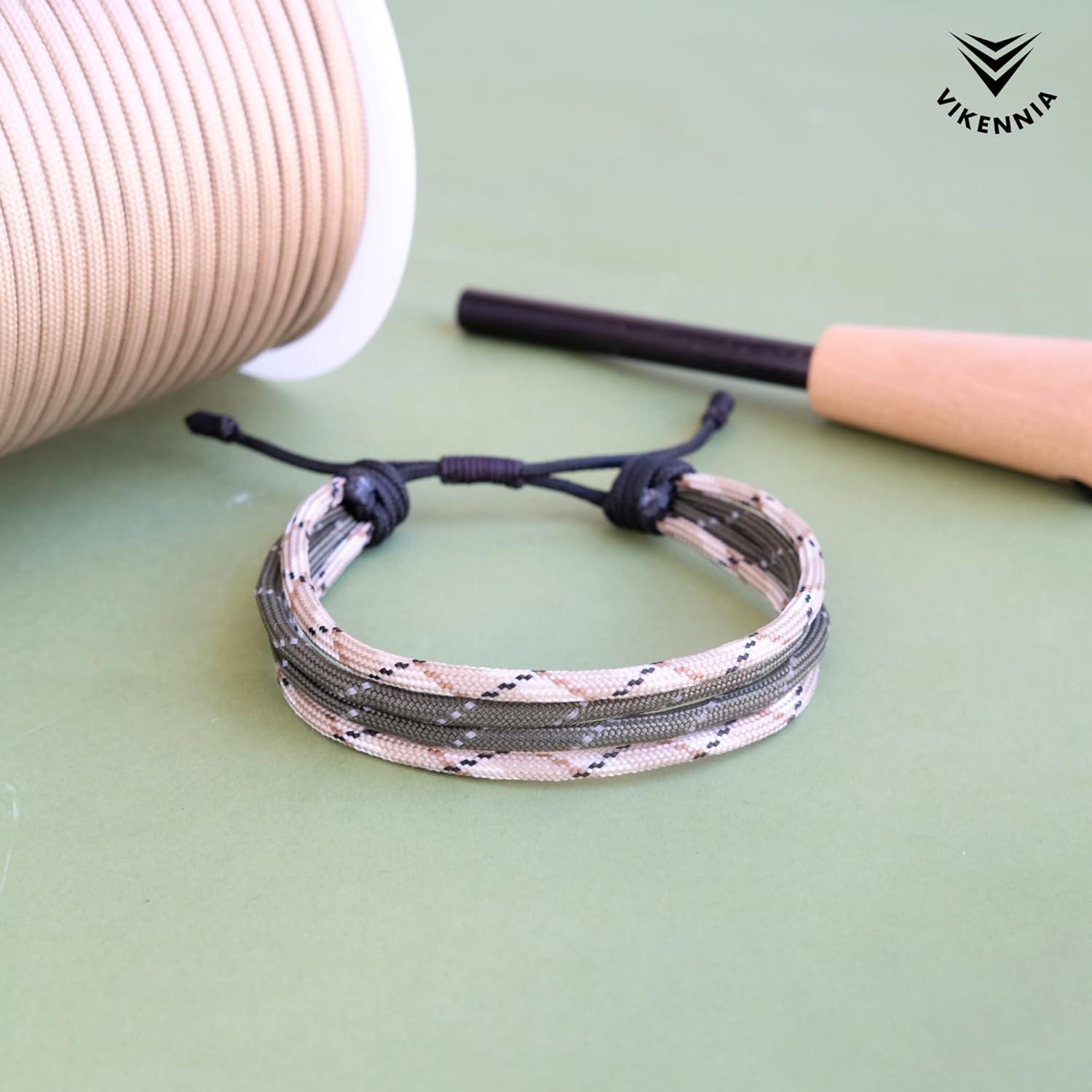 Pulseras Paracord - Set de 2 Beige con Charm Bandera USA