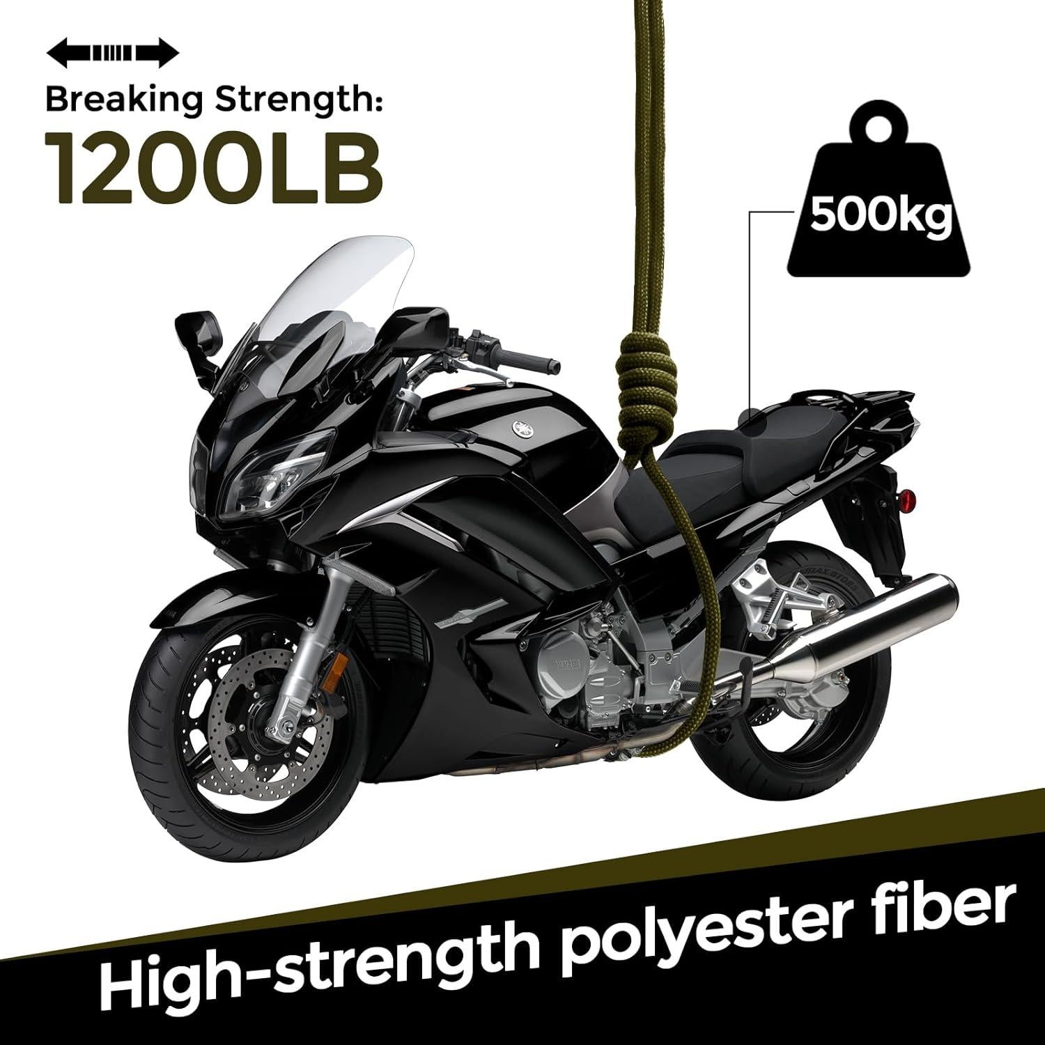 1200lb Paracord Rope, 4.4mm 15 Triple Strands Paracord, Heavy Duty Tactical Parachute Cord for Survival Gear, Camping, Hiking, and Ideal for Bracelets, Lanyards, Type III