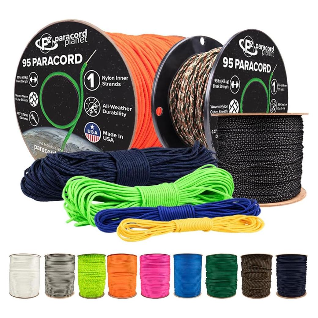 Paracord Planet Tipo 95 Nylon 15,24 m Negro para Manualidades