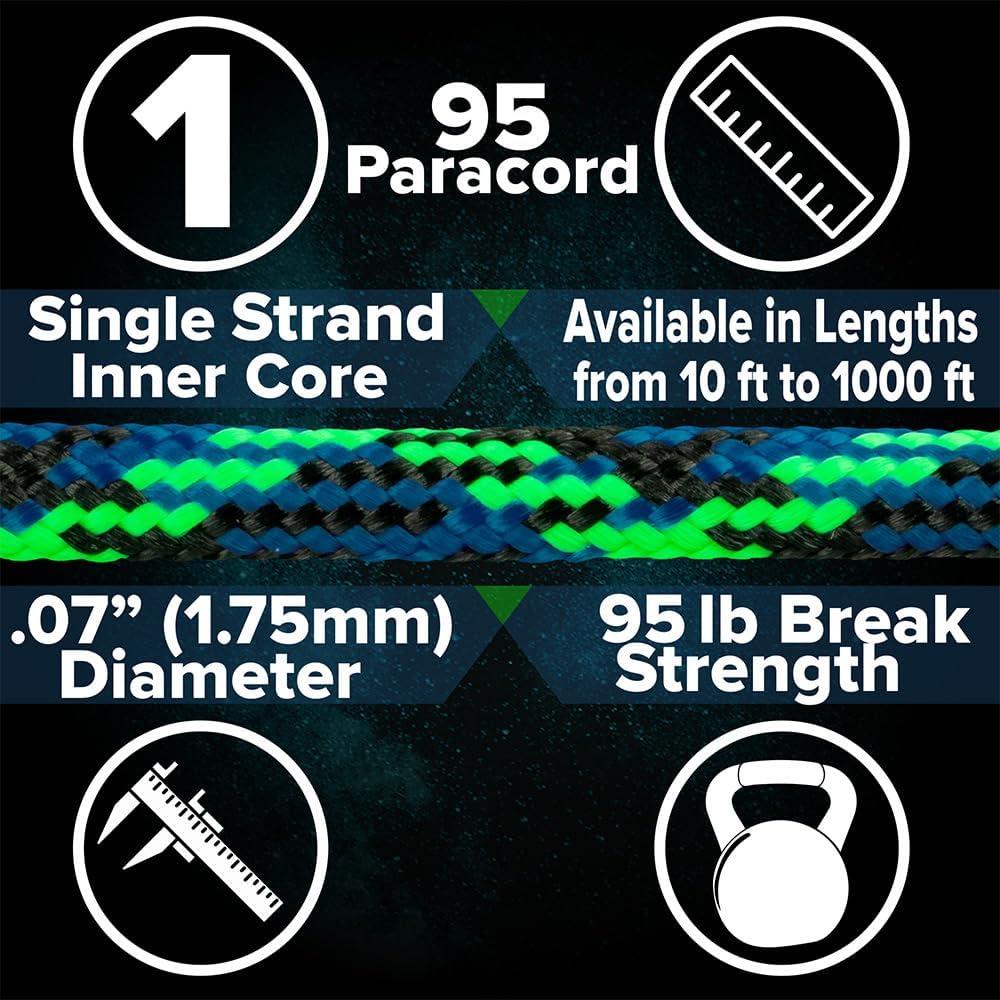 Paracord Planet Tipo 95 Nylon 15,24 m Negro para Manualidades