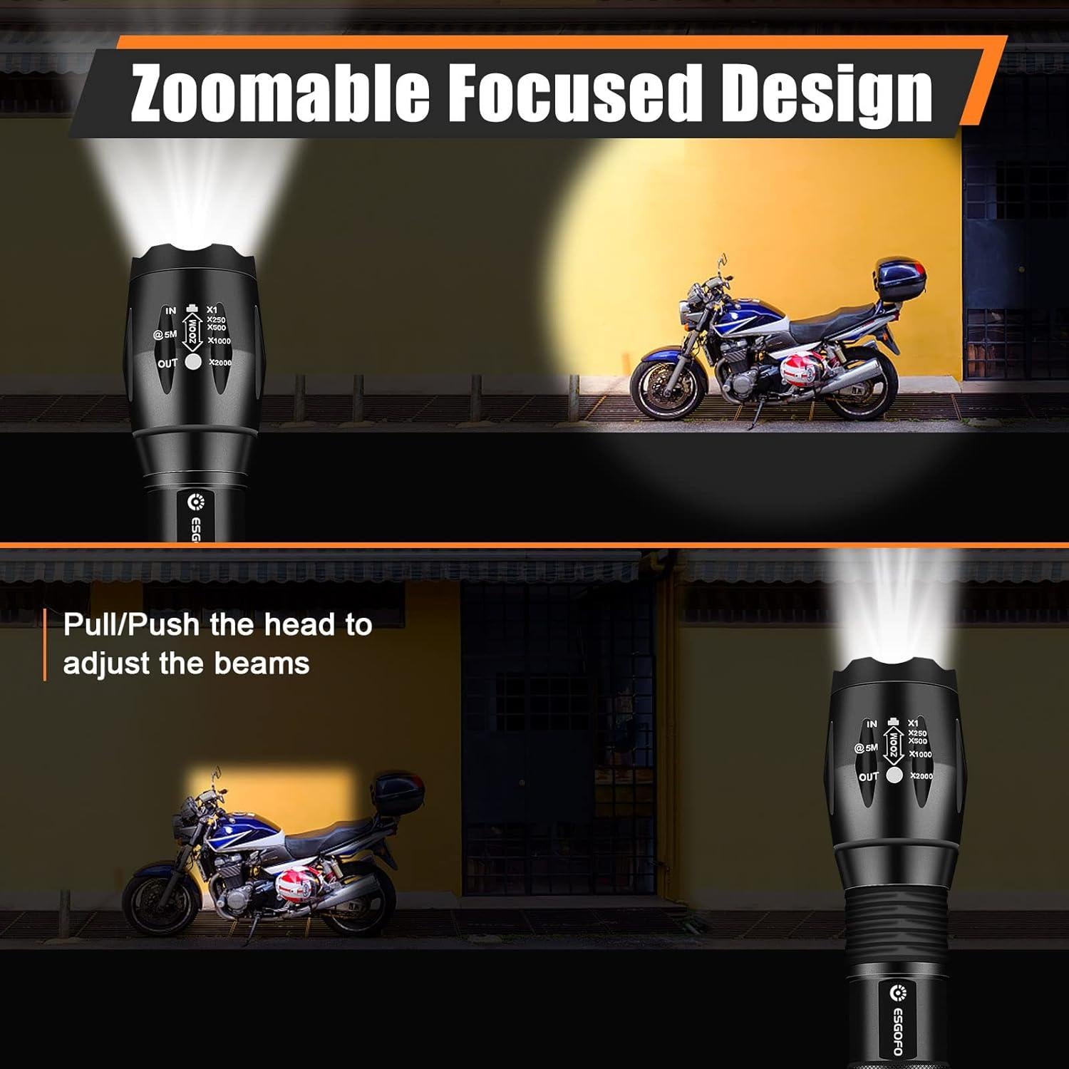 Linternas LED Esgofo Paquete de 2 1000 Lúmenes Impermeables