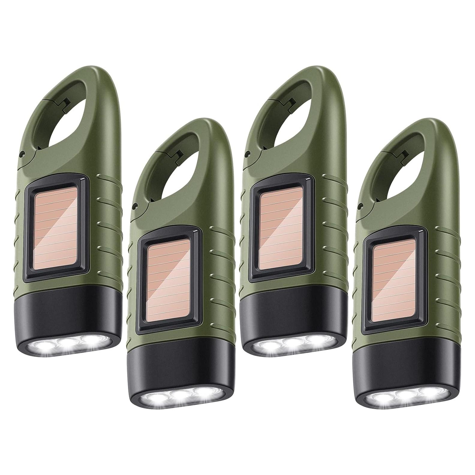 4 Linternas de Manivela Solar Oudain para Camping y Emergencias