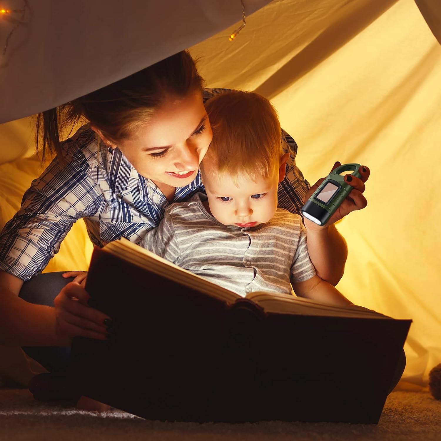 4 Linternas de Manivela Solar Oudain para Camping y Emergencias