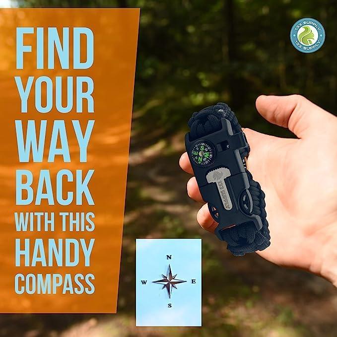 Pulsera Paracord 2 en 1 con Brújula y Silbato - Supervivencia