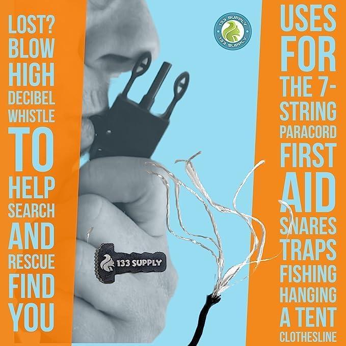 Pulsera Paracord 2 en 1 con Brújula y Silbato - Supervivencia