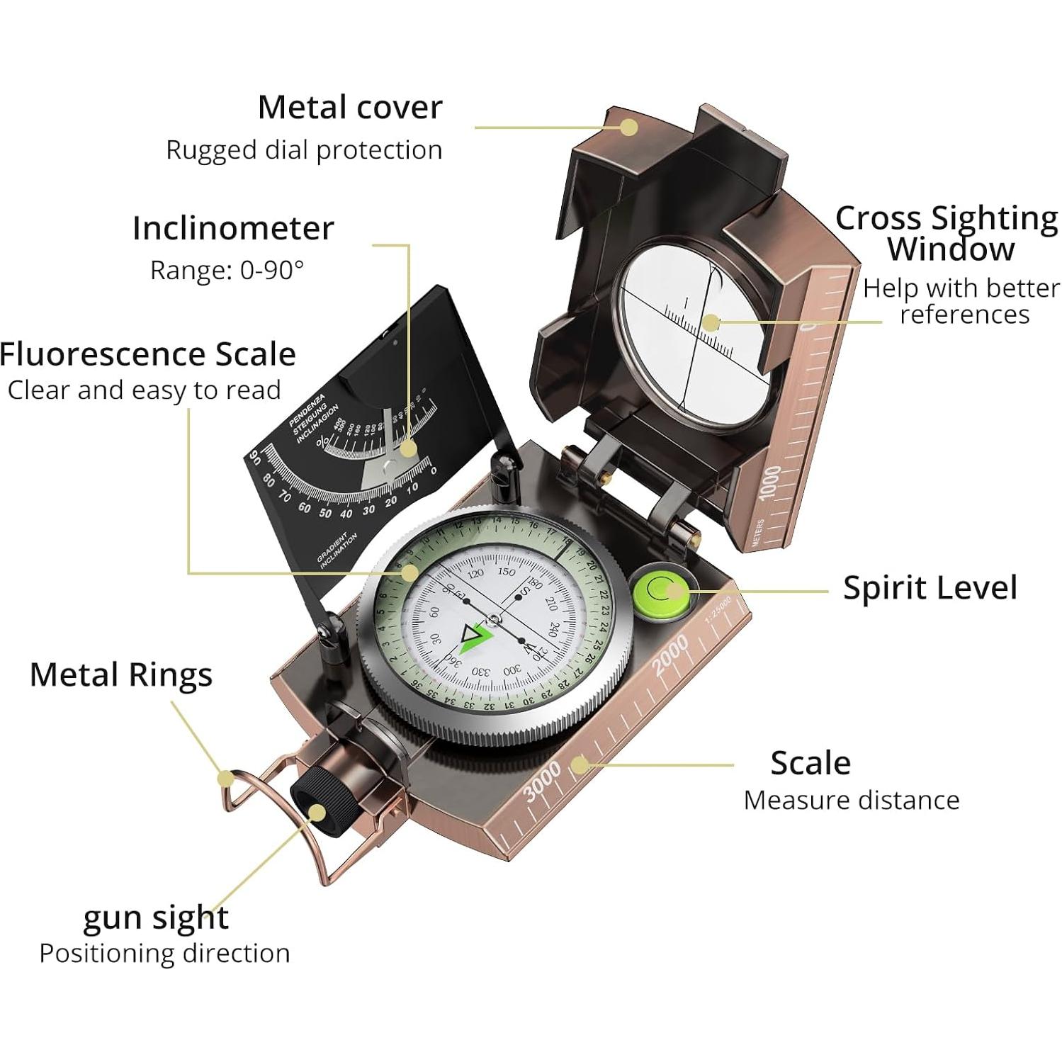 Brújula de Supervivencia Anbte ABT024 Metal Impermeable