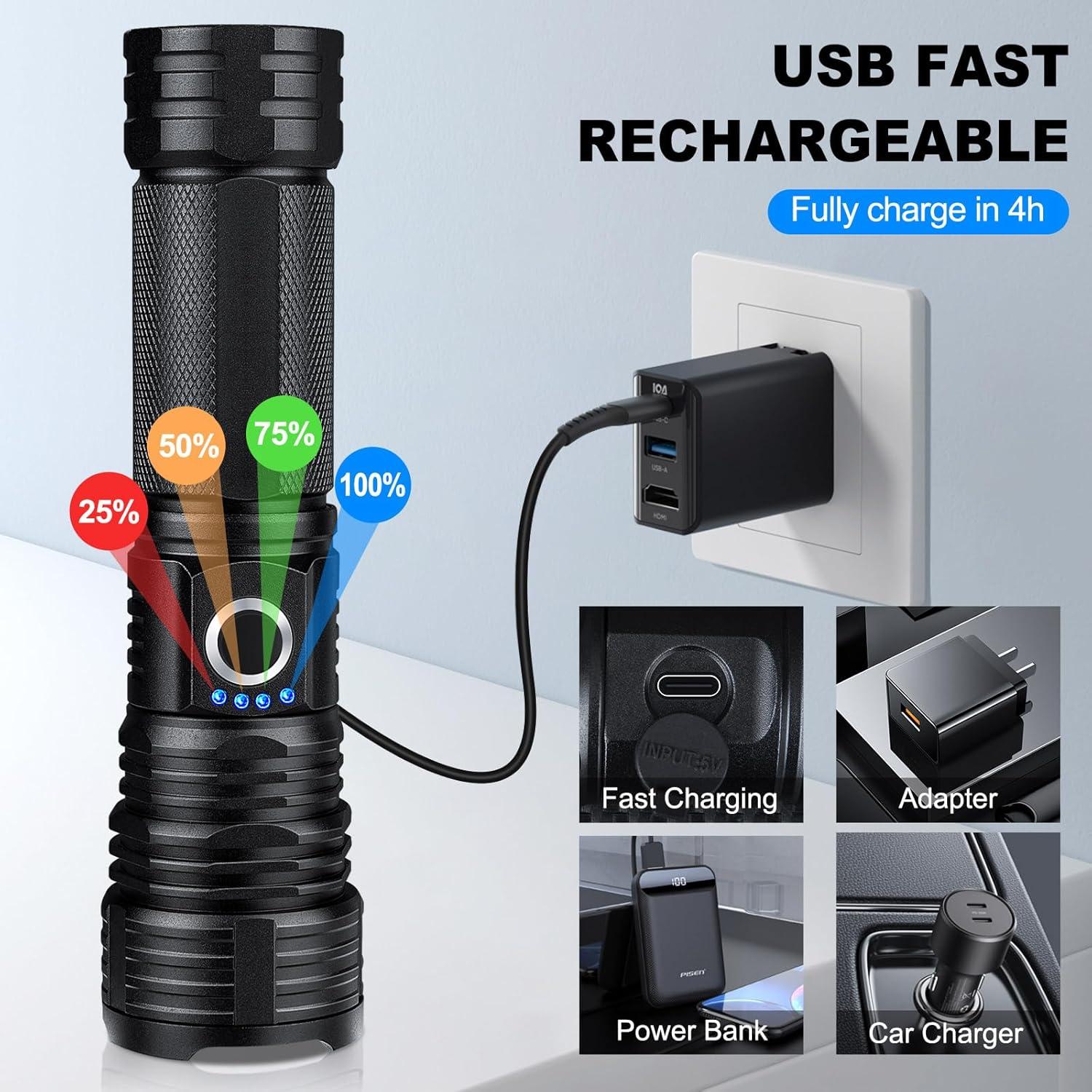 Linterna Recargable GDPLUS P50-5, 990000 Lúmenes, 5 Modos