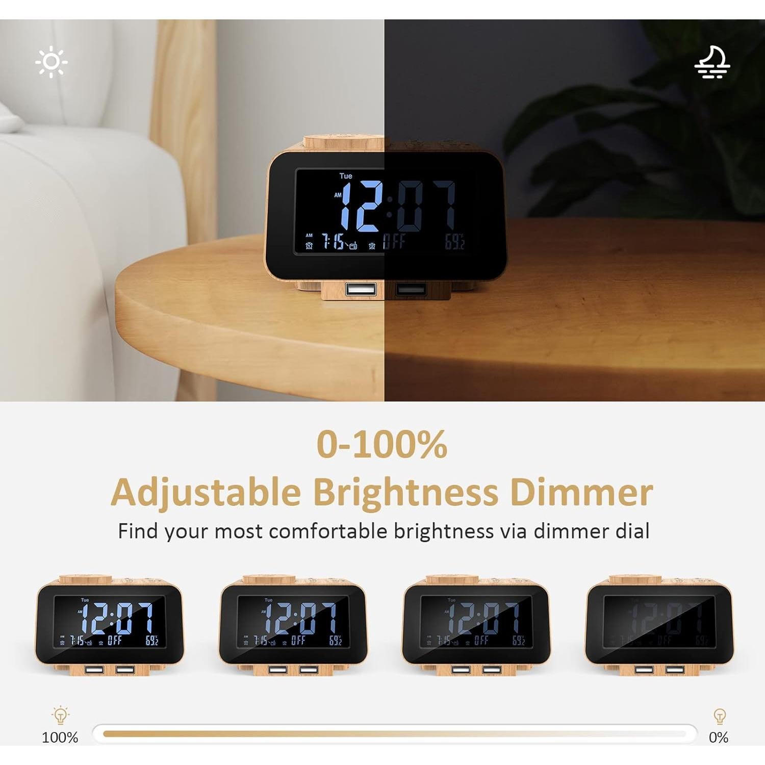 Reloj Despertador Digital USCCE UE-168 - Doble Alarma, FM